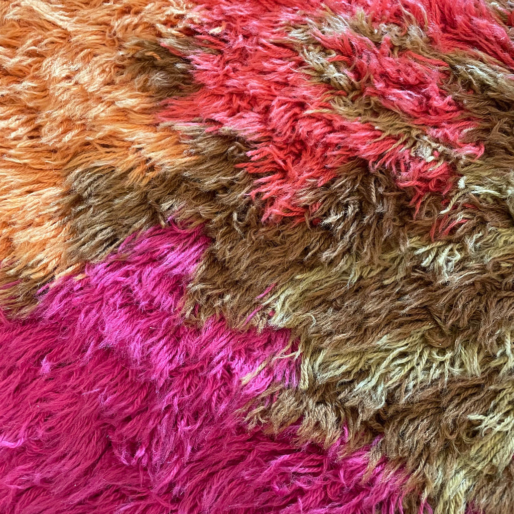 5’6” x 8’7” 1970’s Floral Shag Rug