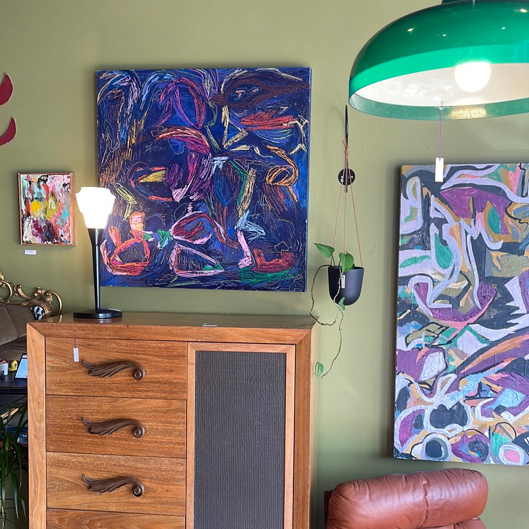 “Paksi” Oil + Pastel on Canvas by Dawn Leahy - 36” x 36”