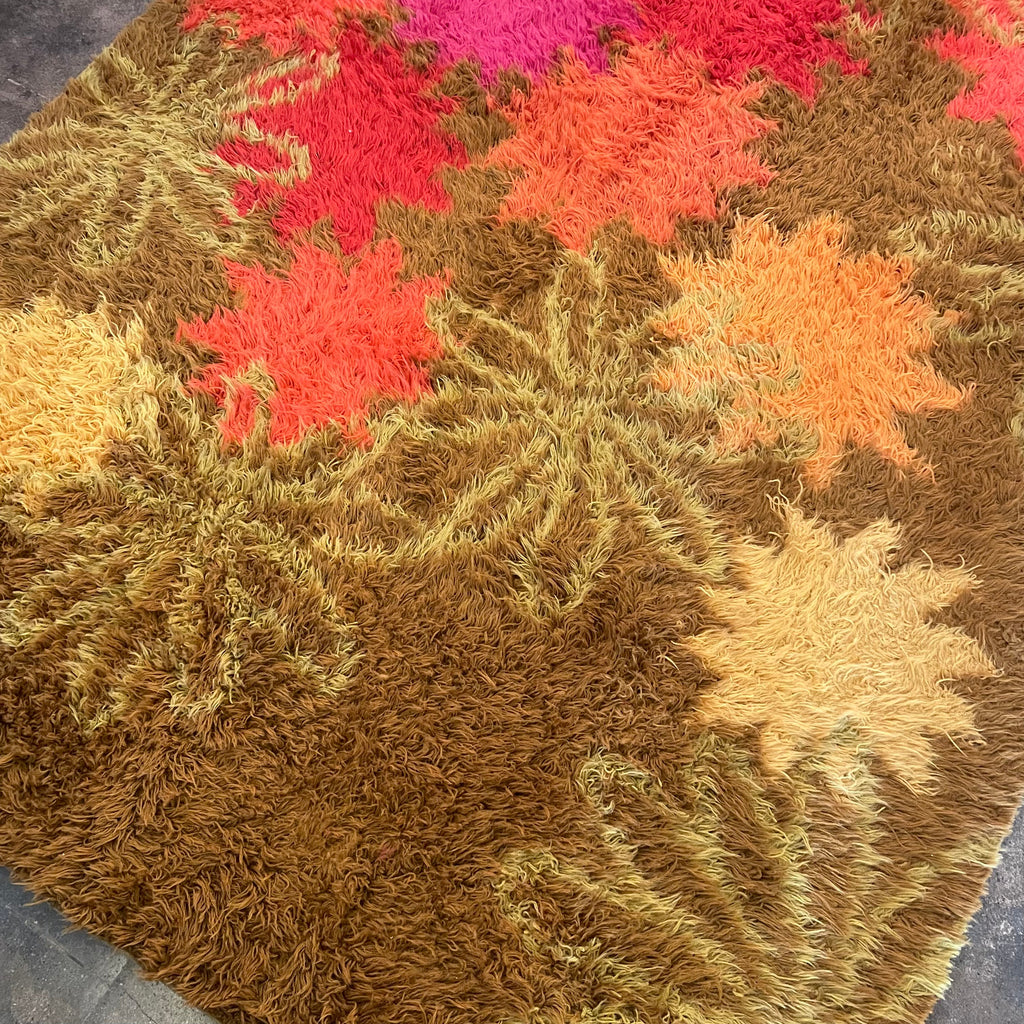 5’6” x 8’7” 1970’s Floral Shag Rug