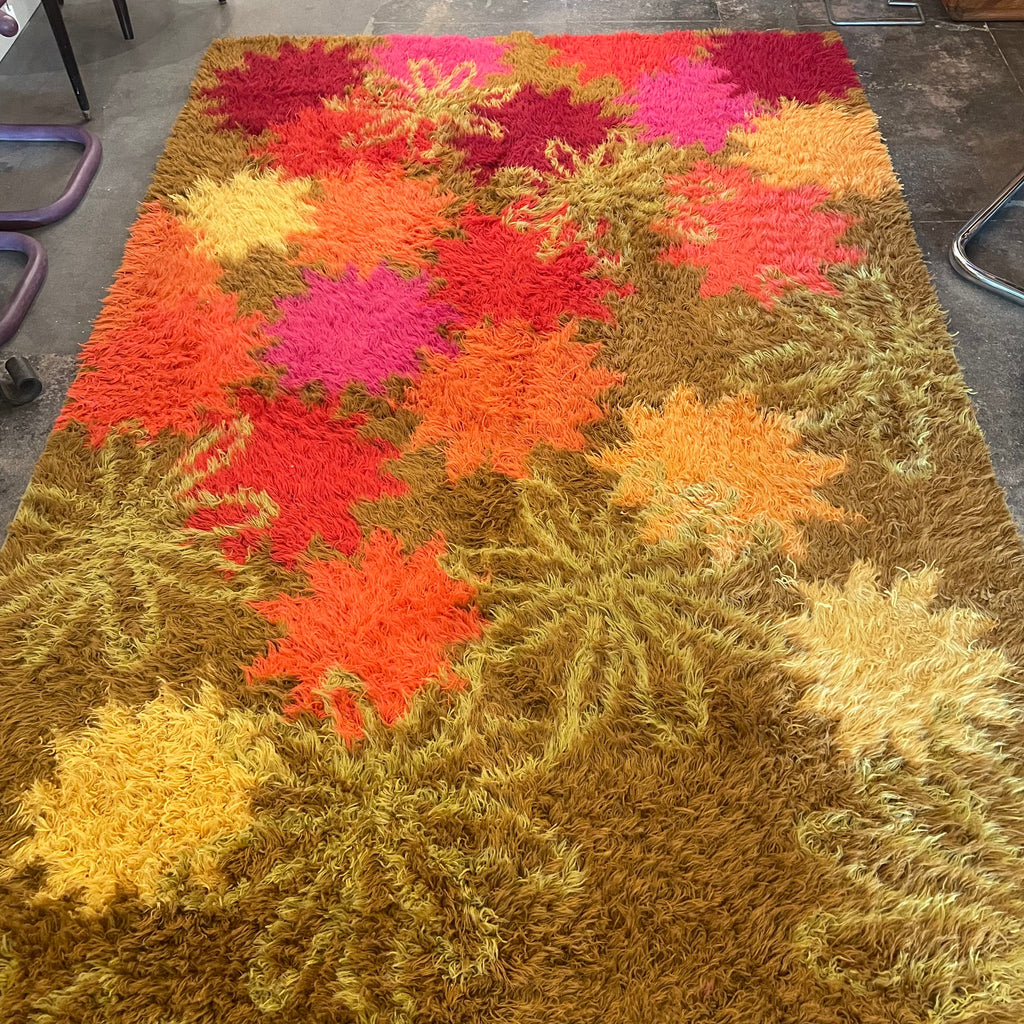 5’6” x 8’7” 1970’s Floral Shag Rug