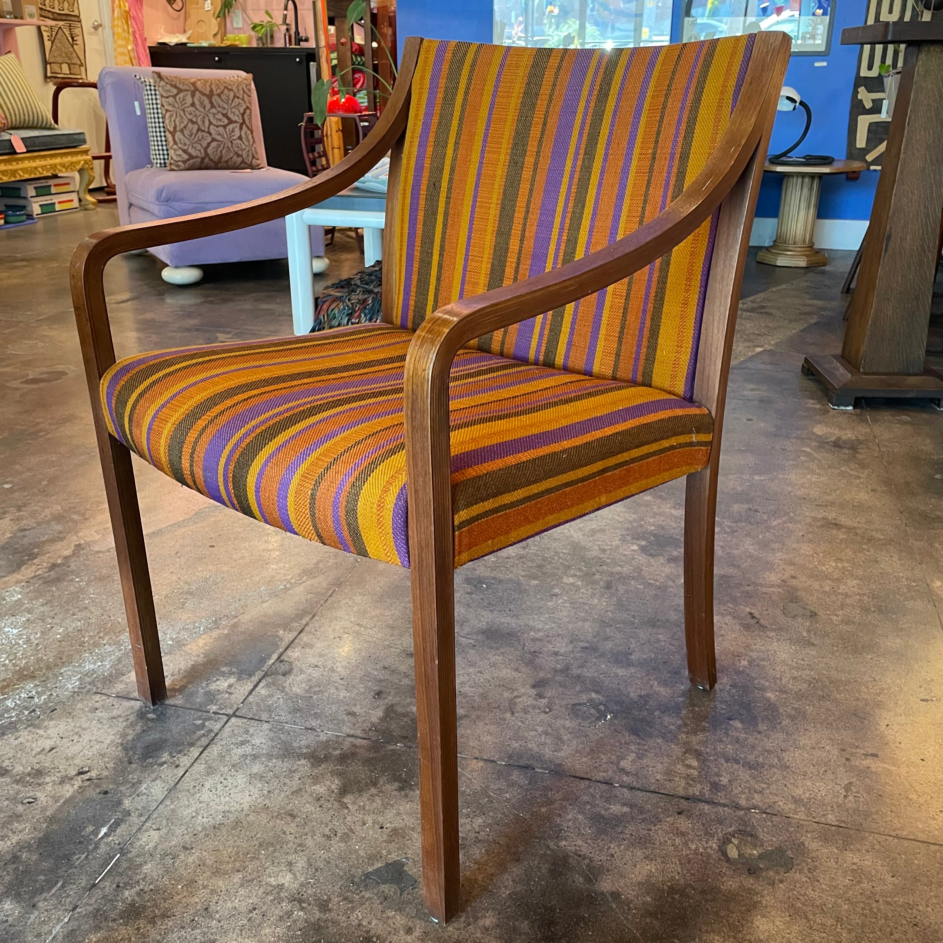 1960’s Mid-Century Striped Armchairs - A Pair
