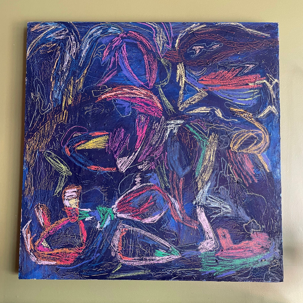 “Paksi” Oil + Pastel on Canvas by Dawn Leahy - 36” x 36”