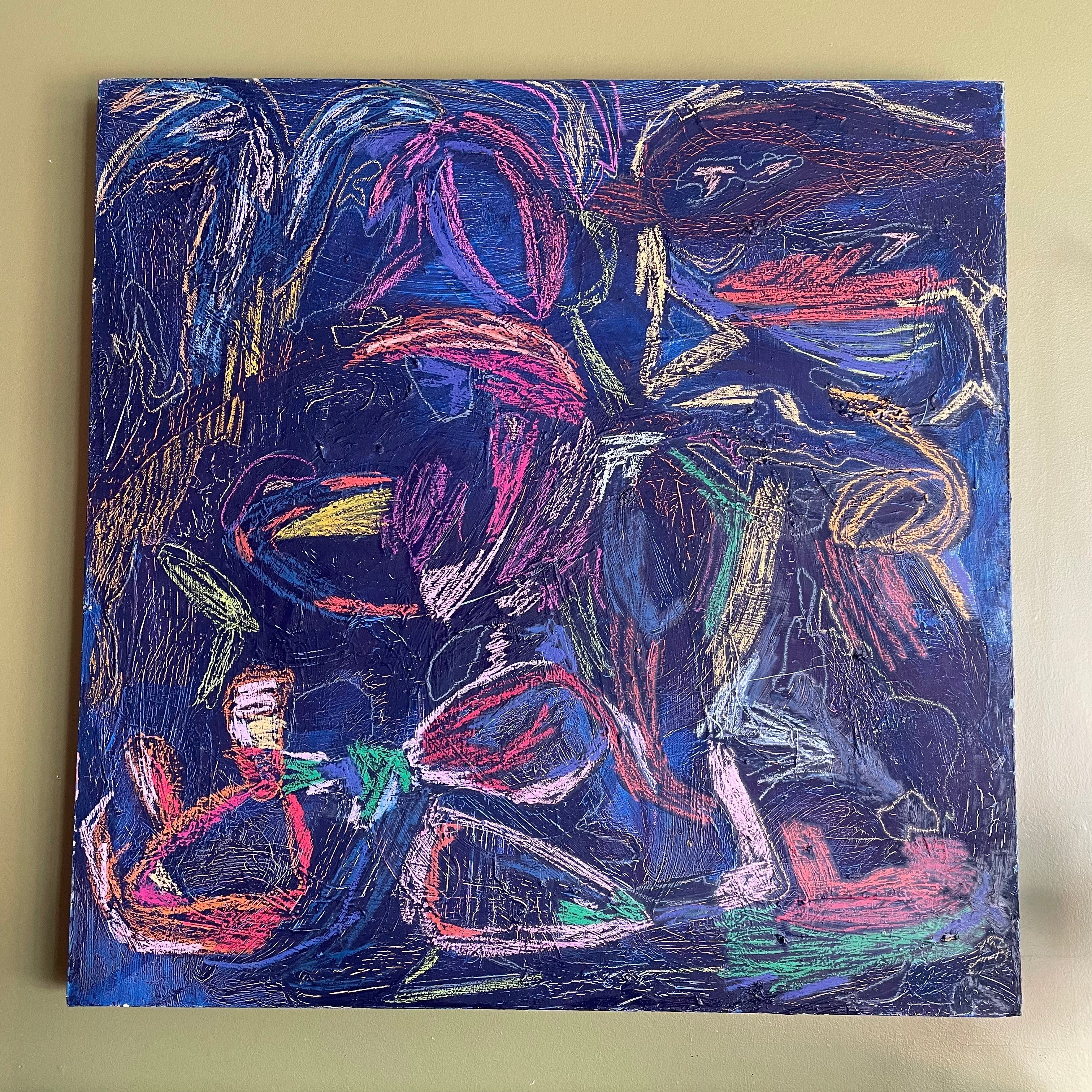 “Paksi” Oil + Pastel on Canvas by Dawn Leahy - 36” x 36”