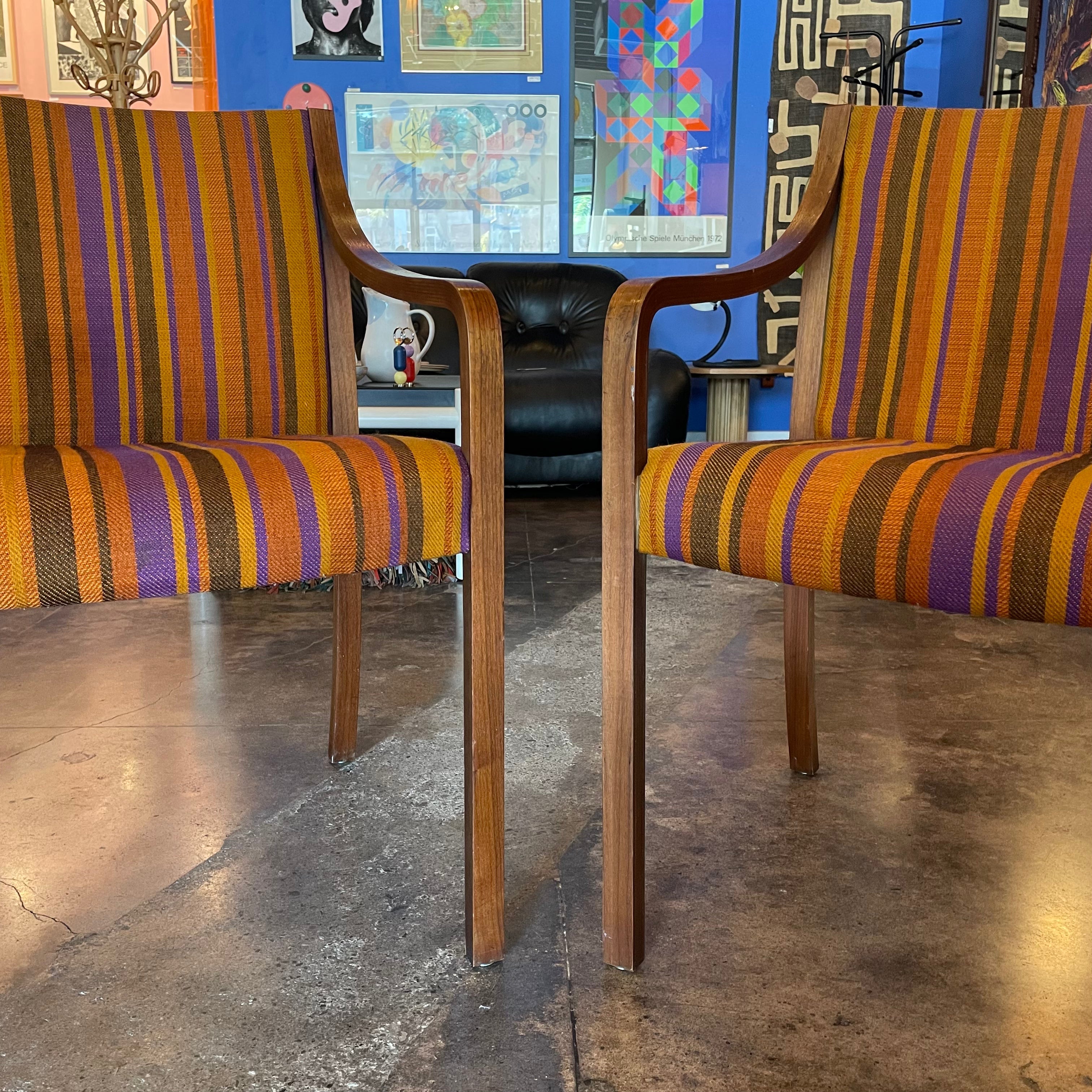 1960’s Mid-Century Striped Armchairs - A Pair