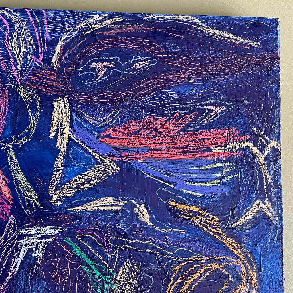 “Paksi” Oil + Pastel on Canvas by Dawn Leahy - 36” x 36”