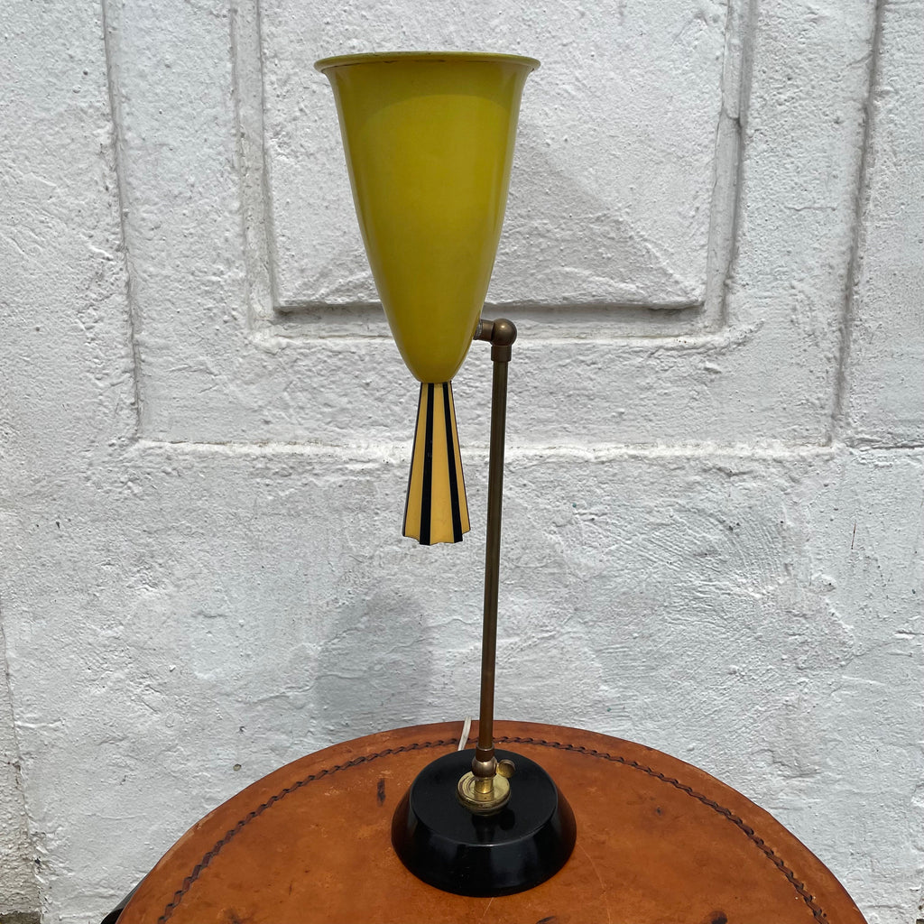 1960’s Adjustable Enamel + Brass Table Lamp