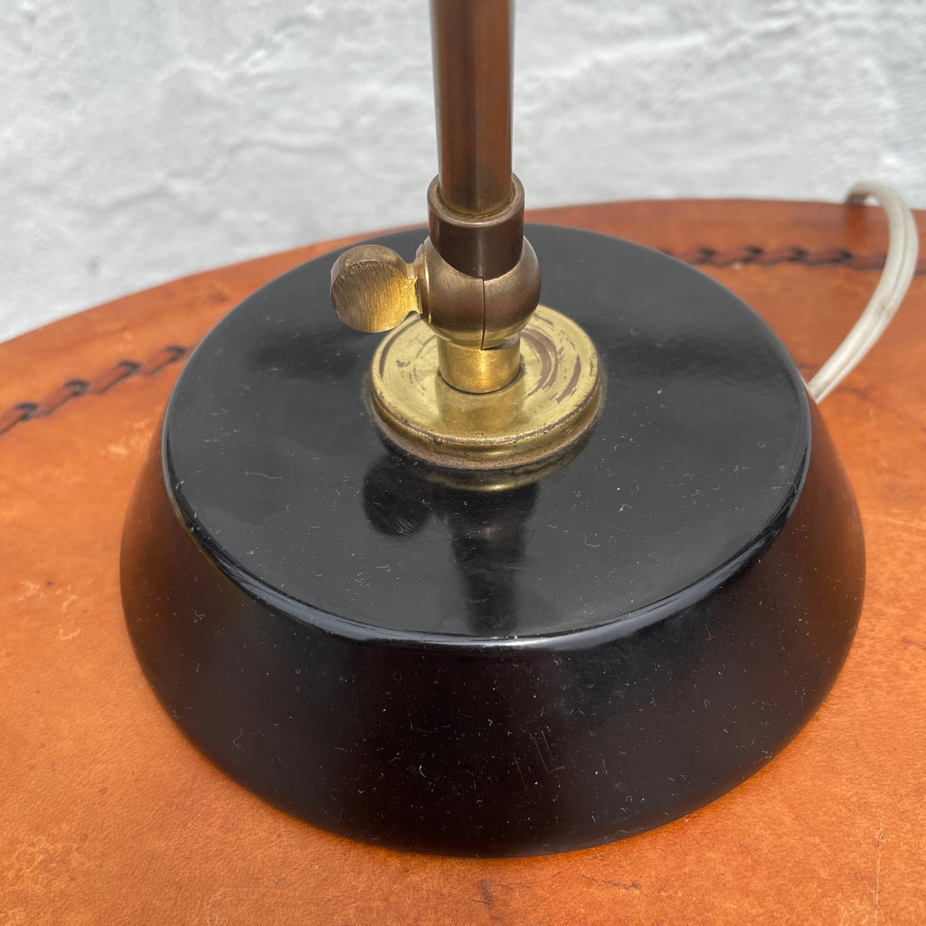 1960’s Adjustable Enamel + Brass Table Lamp