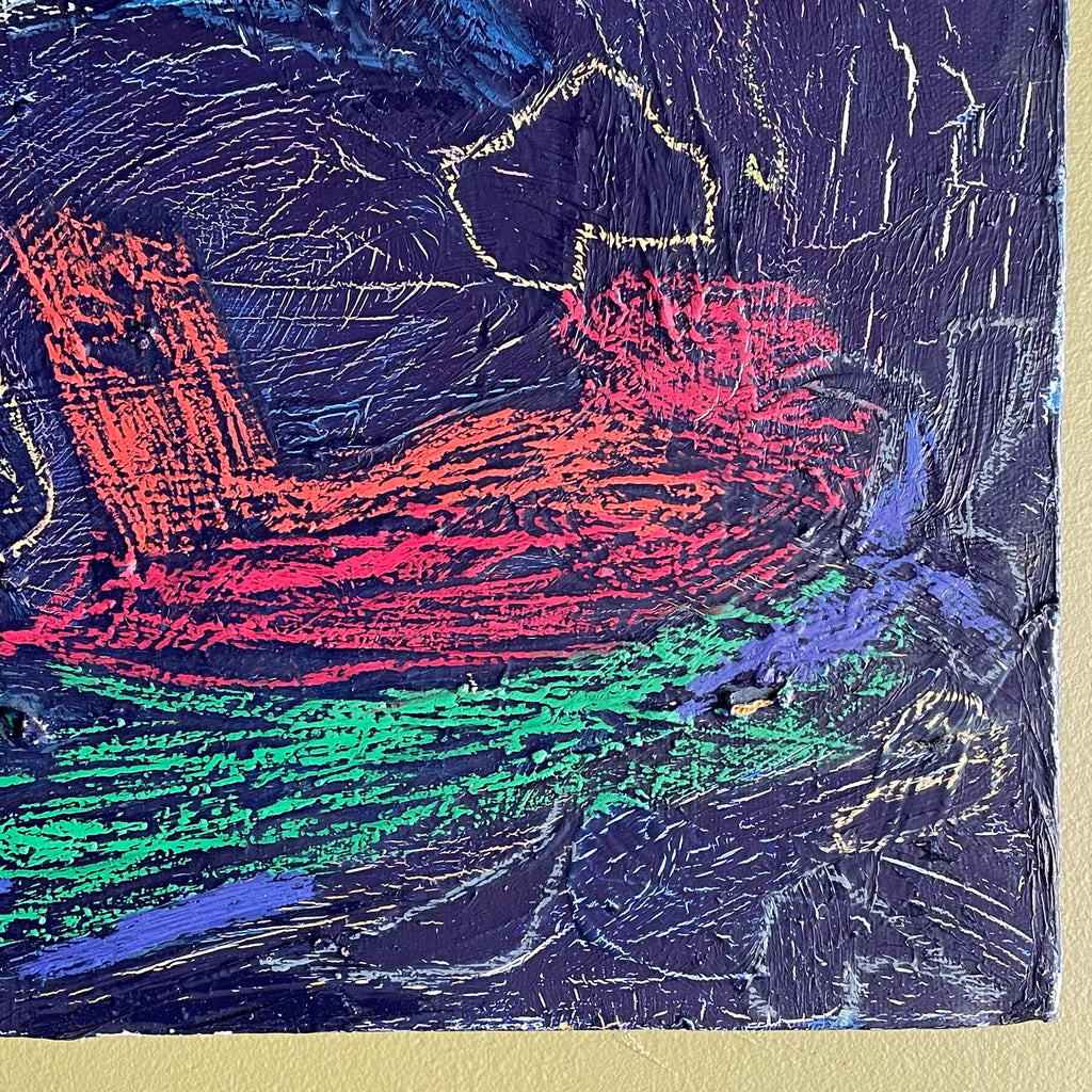 “Paksi” Oil + Pastel on Canvas by Dawn Leahy - 36” x 36”