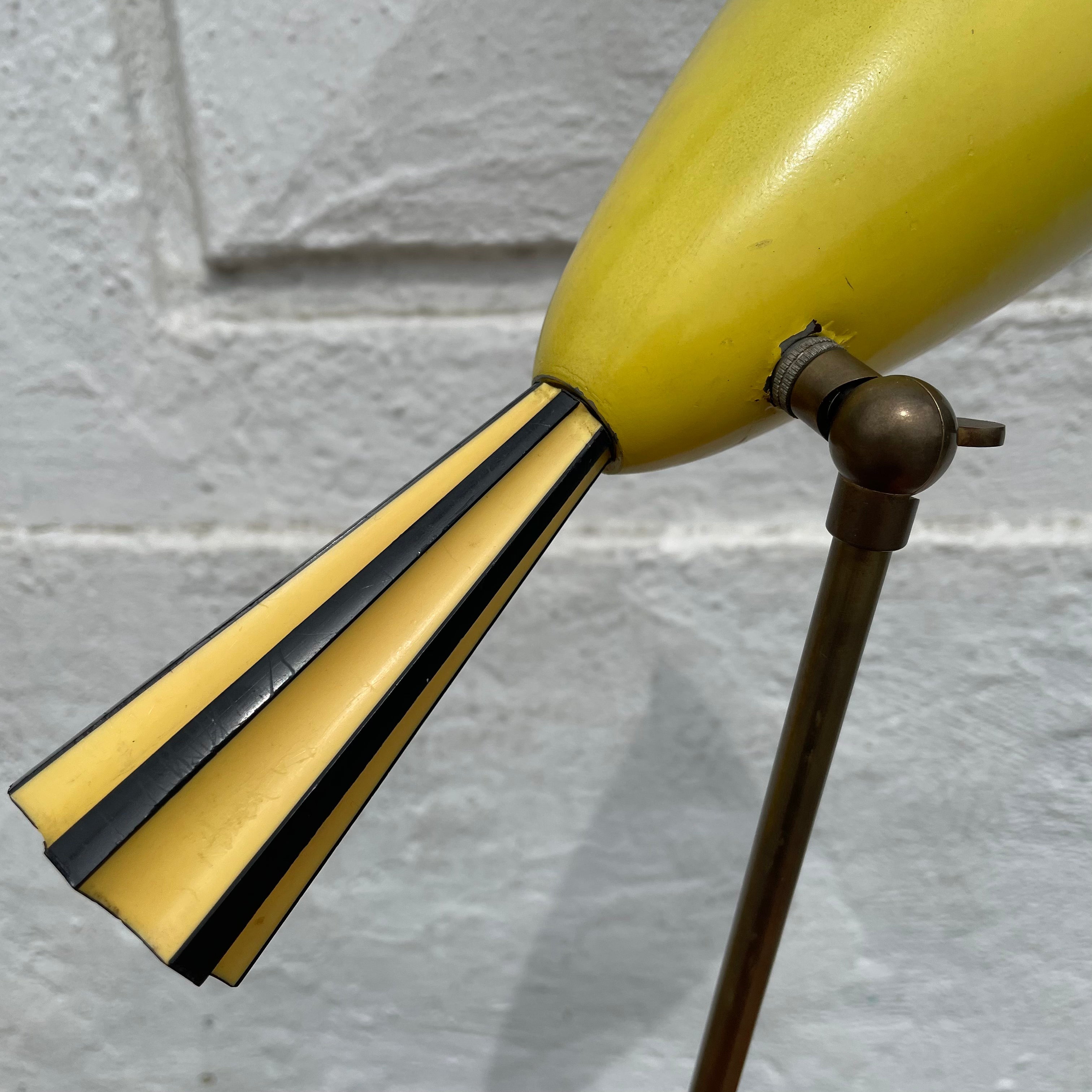 1960’s Adjustable Enamel + Brass Table Lamp