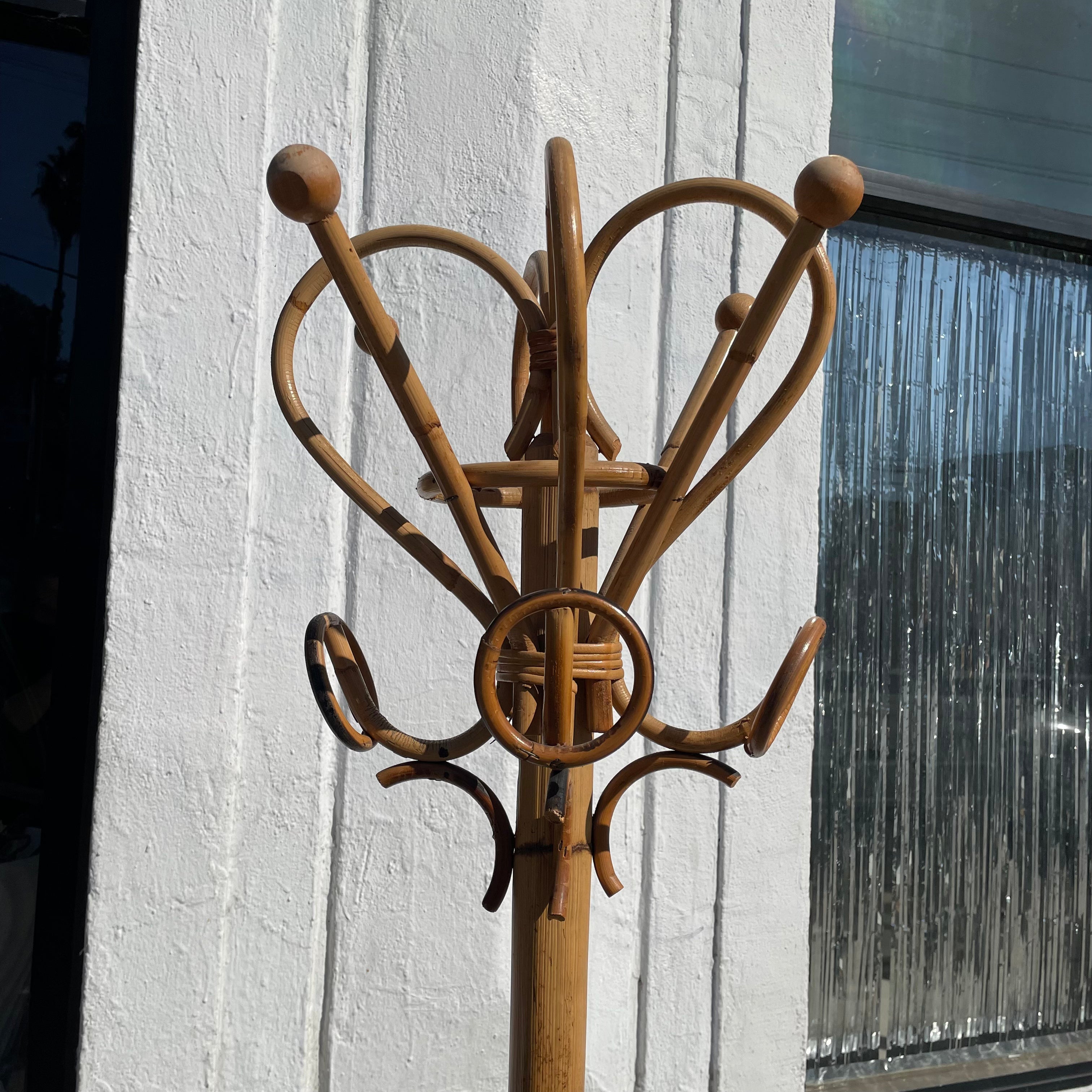 1960’s Italian Coat Rack - Rattan and Bamboo