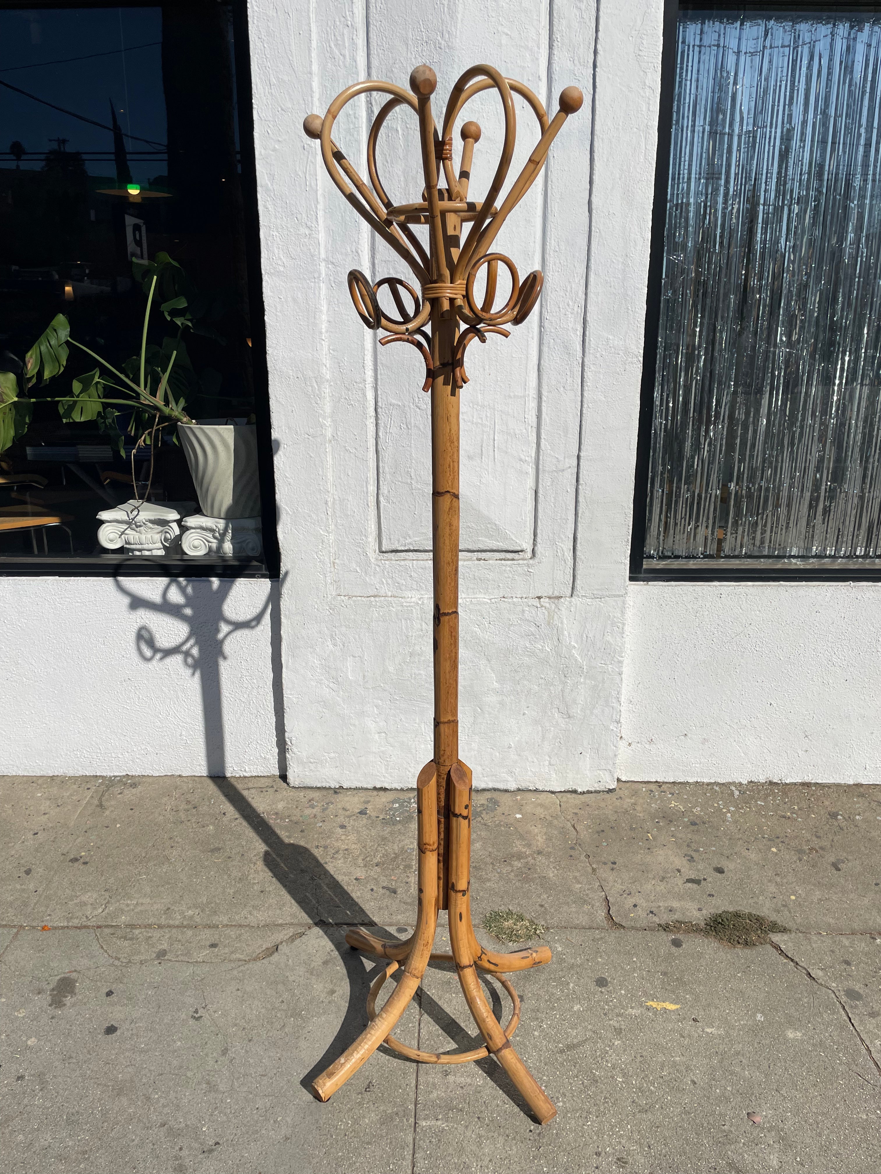 1960’s Italian Coat Rack - Rattan and Bamboo