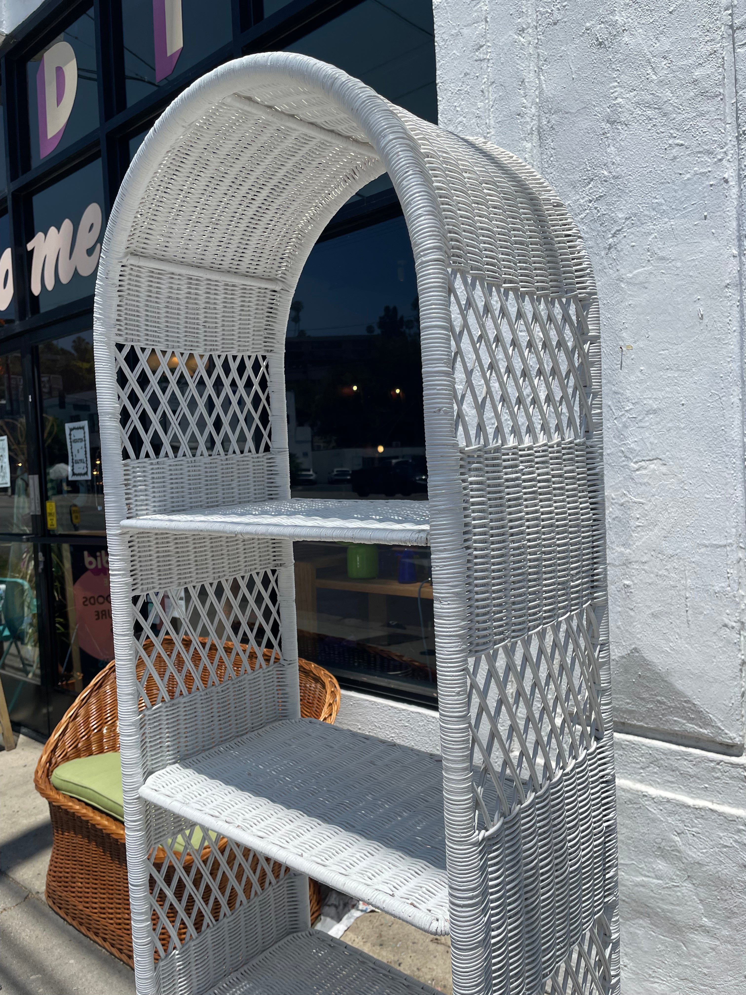 1970's Wicker Shelving Unit - 73" Tall