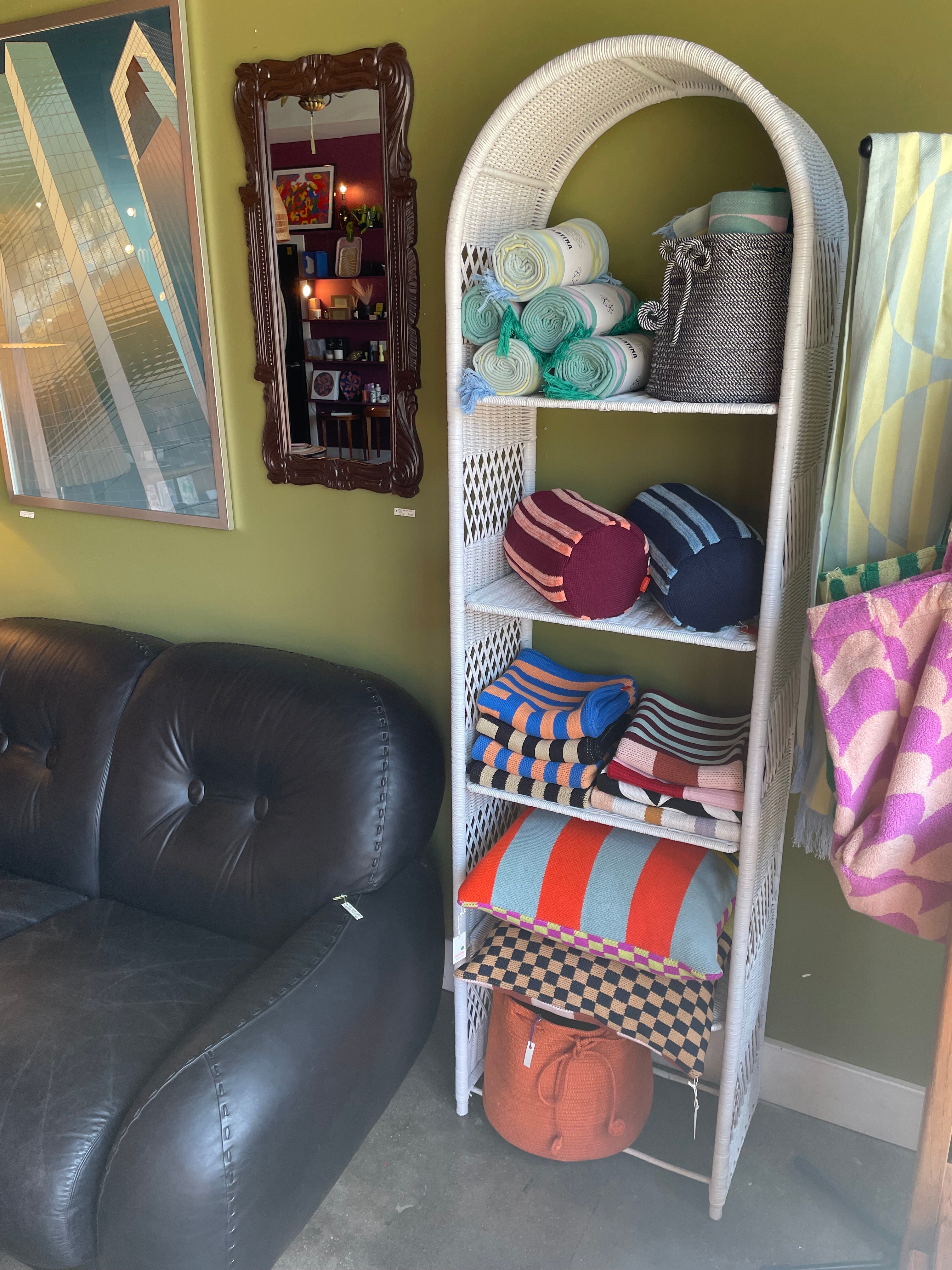 1970's Wicker Shelving Unit - 73" Tall