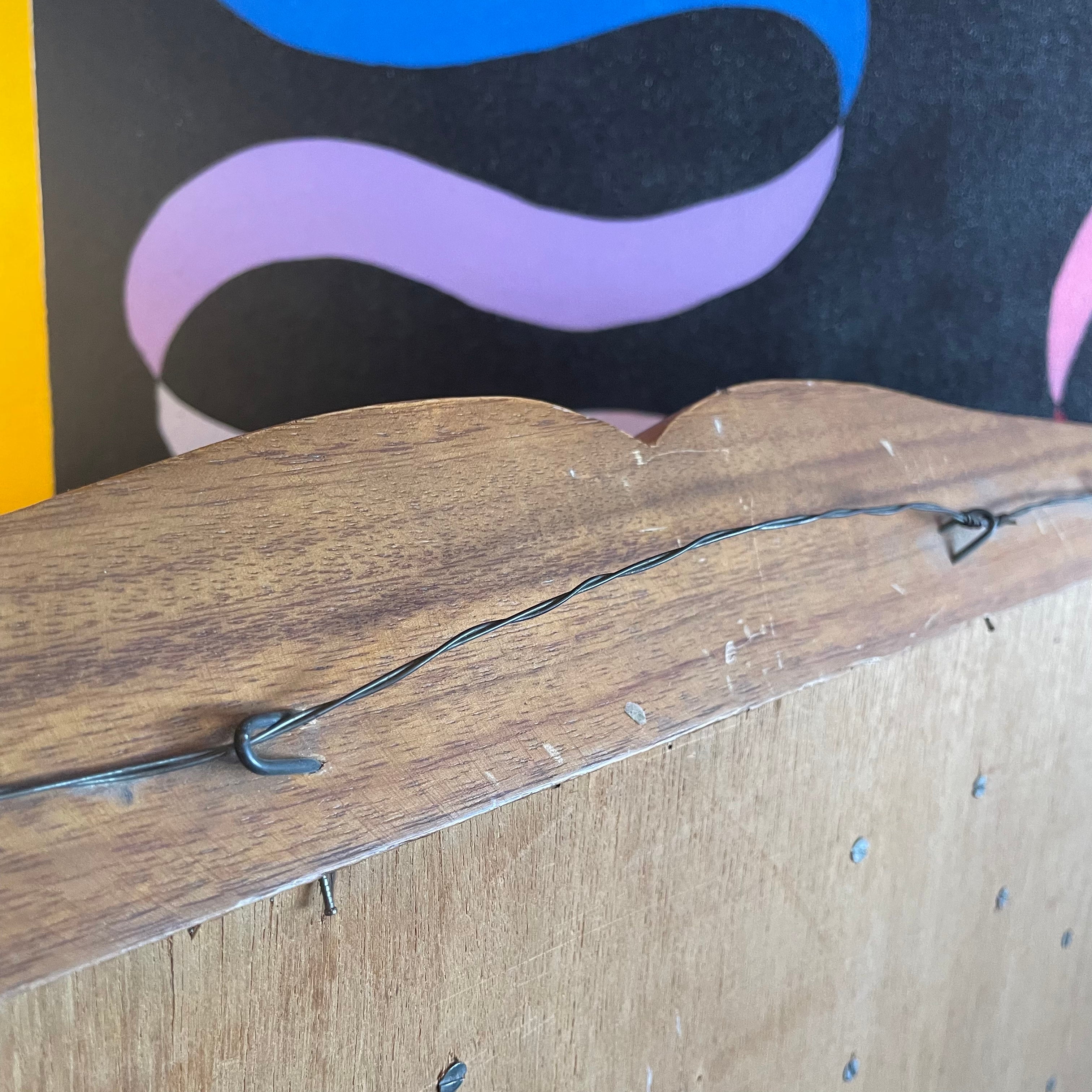 1970's Wooden Fruit on Linen Framed Art - 28" x 26"