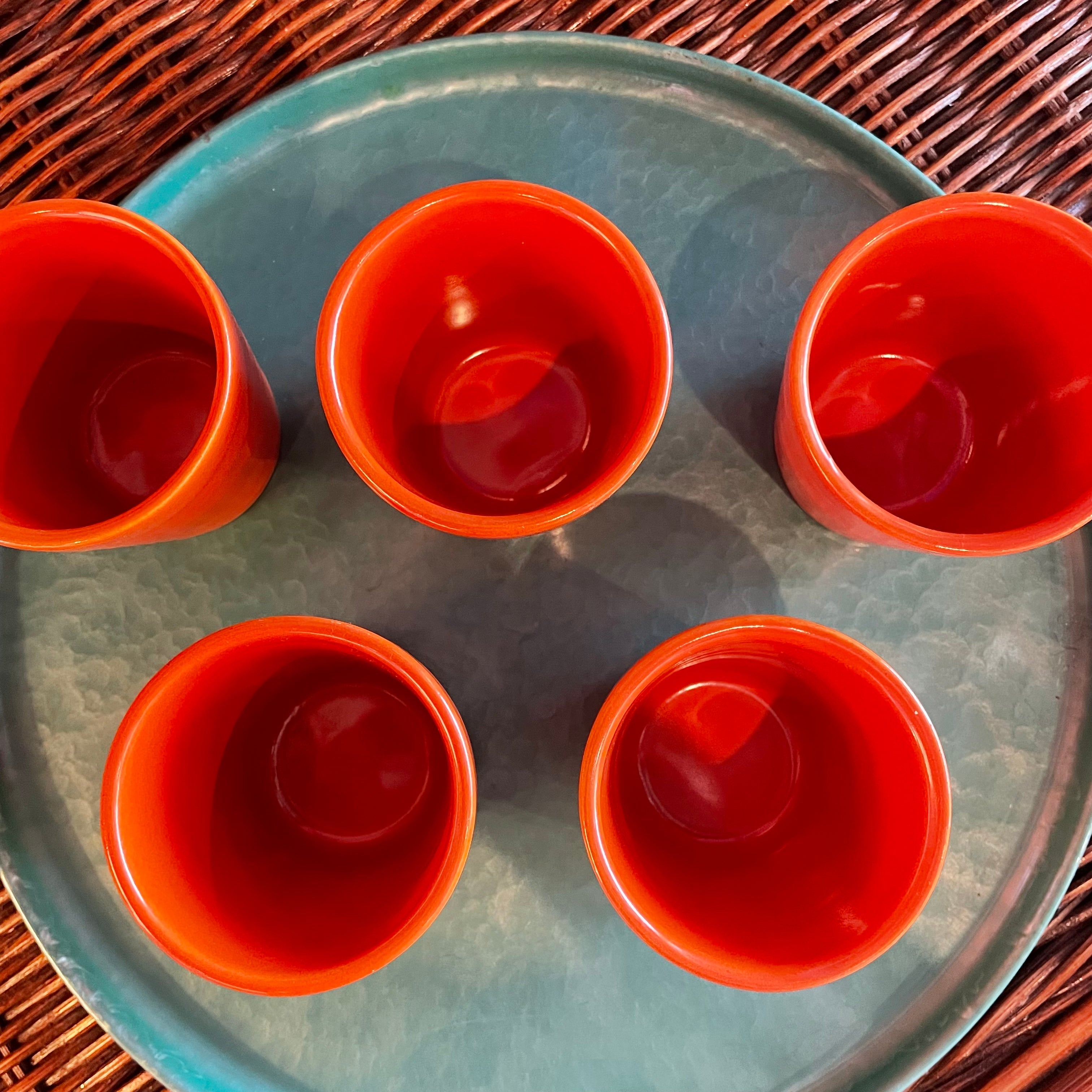 Vintage Bauer Orange Ceramic Cups - Price for Each