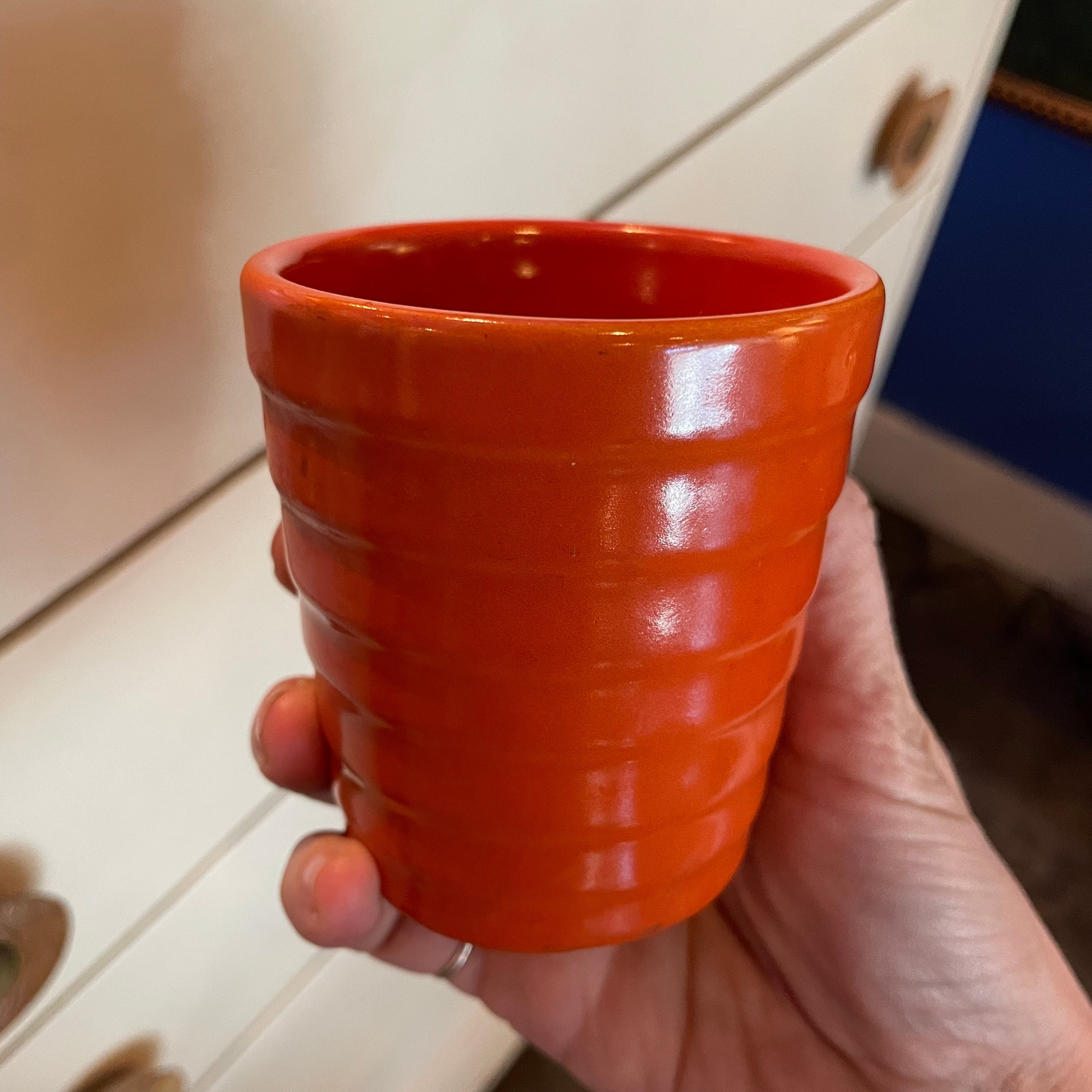 Vintage Bauer Orange Ceramic Cups - Price for Each