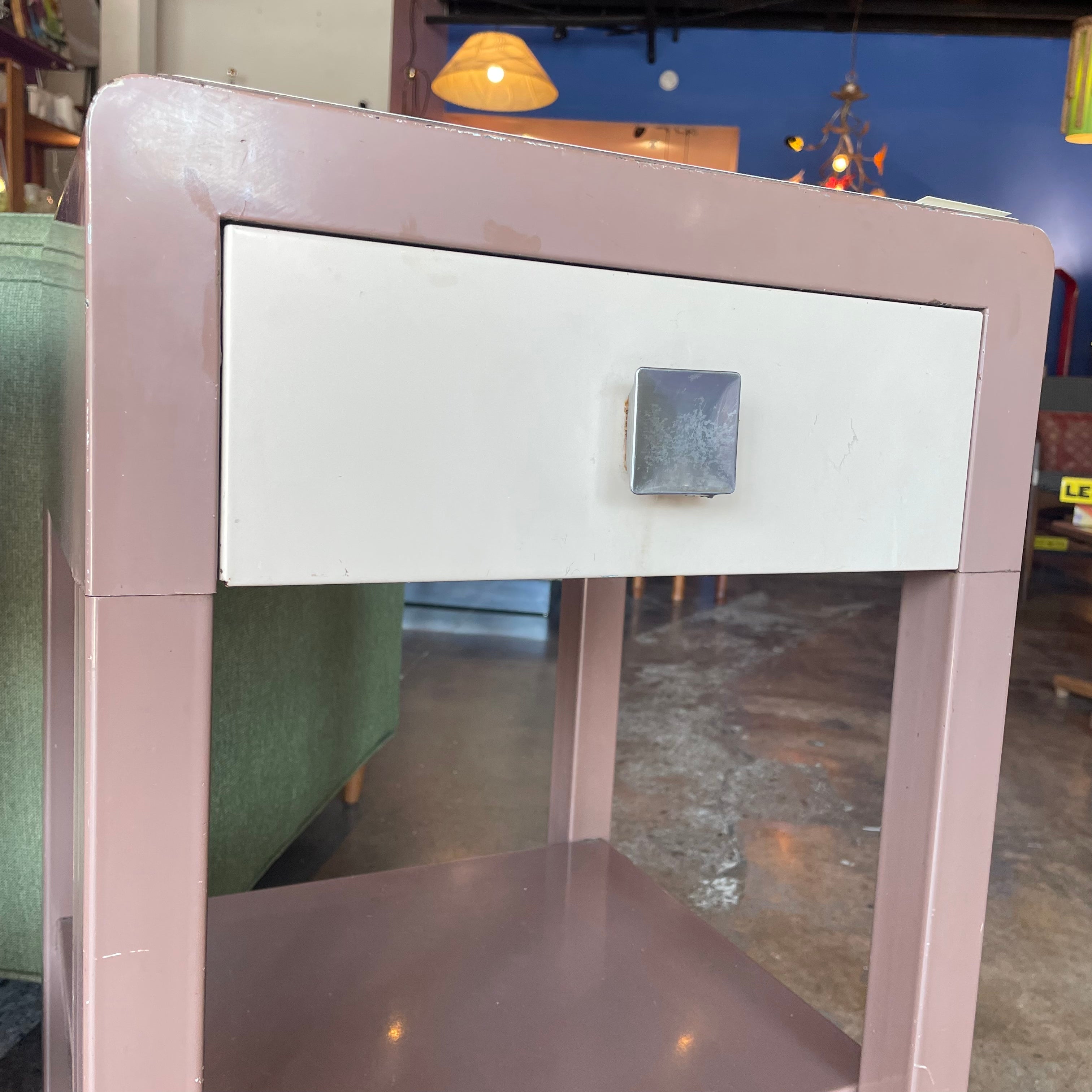 1940's Vintage Simmons Furniture Metal Nightstands - A Pair