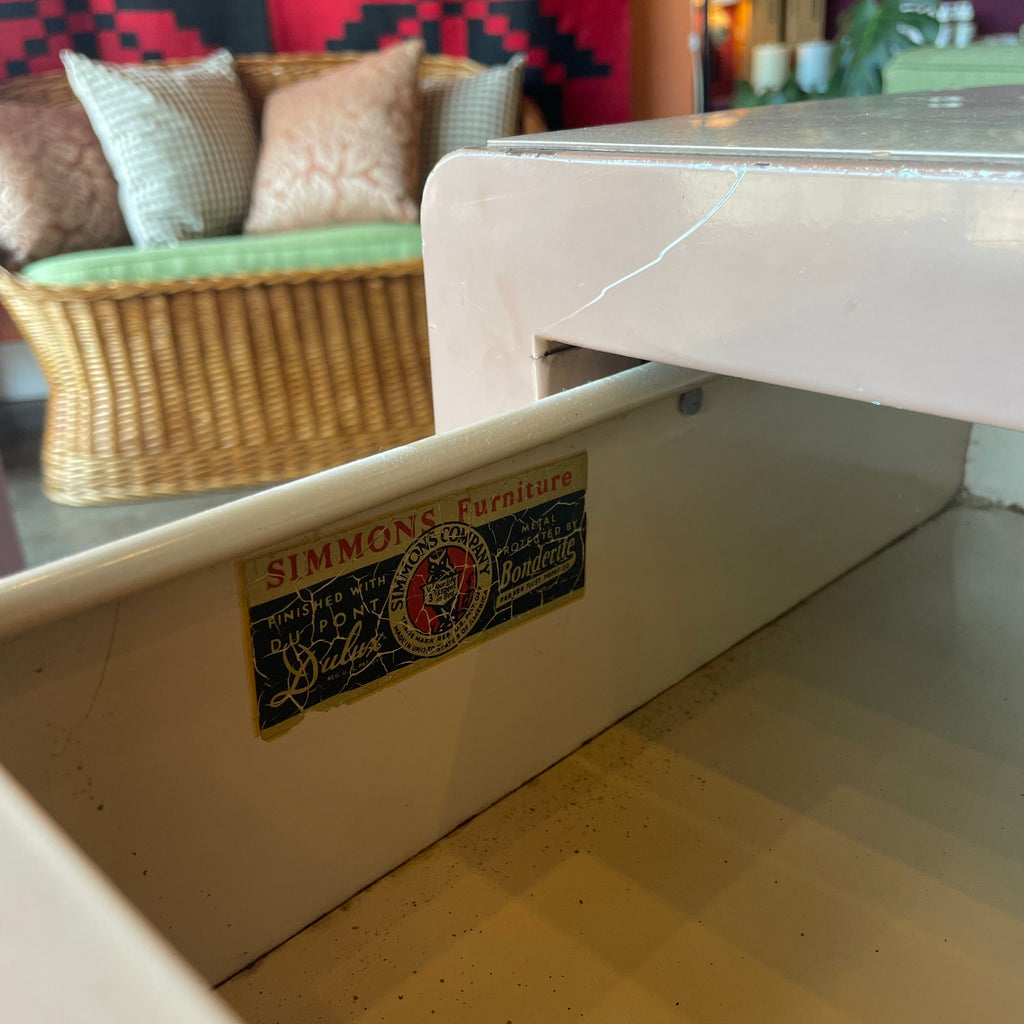 1940's Vintage Simmons Furniture Metal Nightstands - A Pair