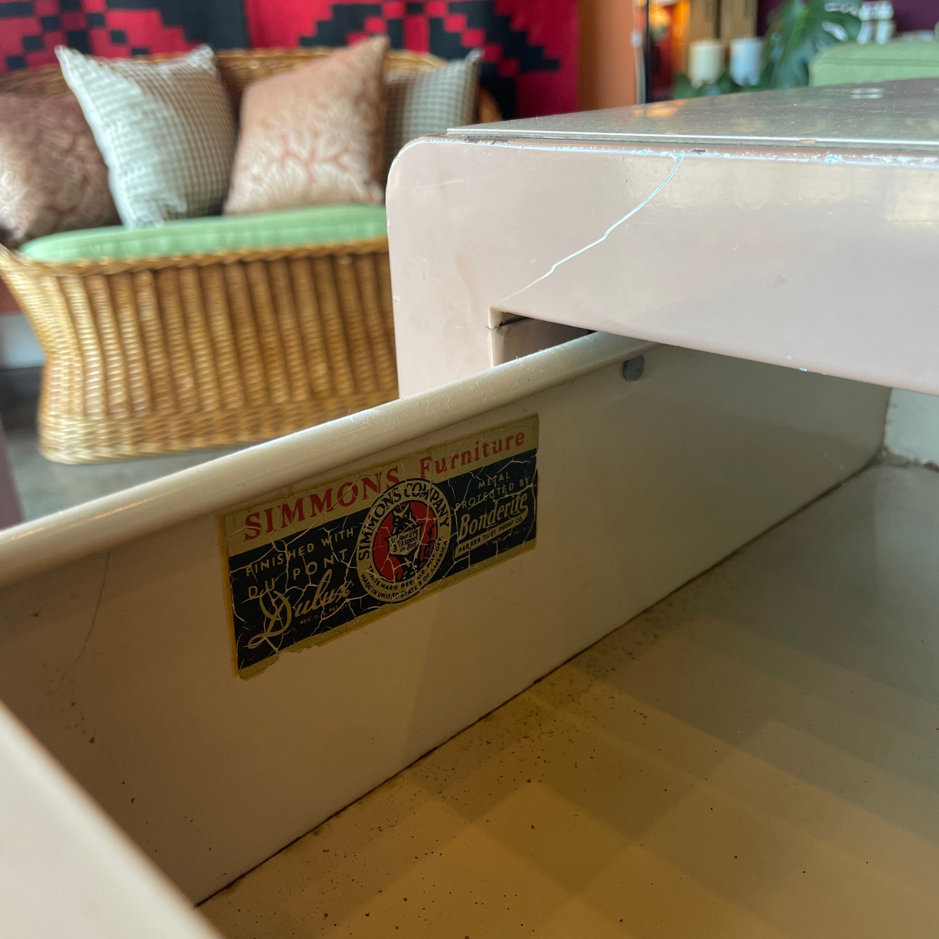 1940's Vintage Simmons Furniture Metal Nightstands - A Pair