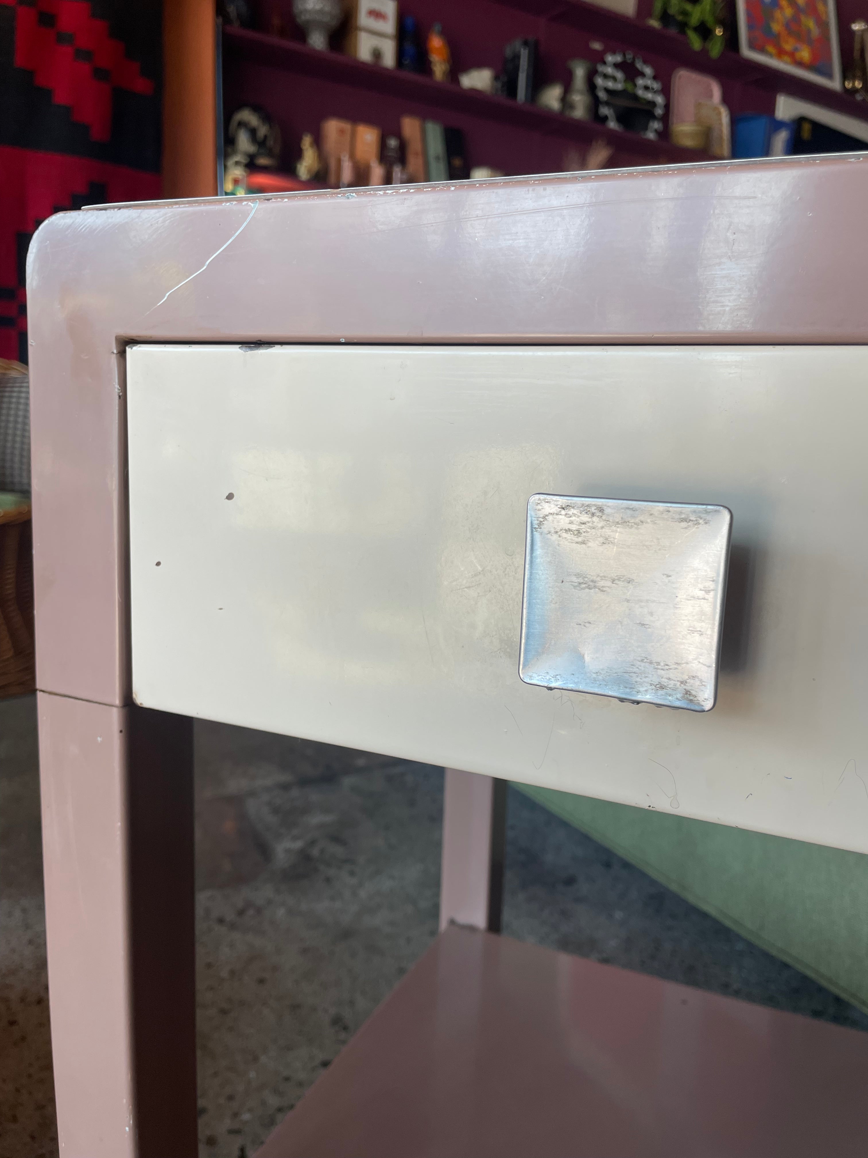 1940's Vintage Simmons Furniture Metal Nightstands - A Pair