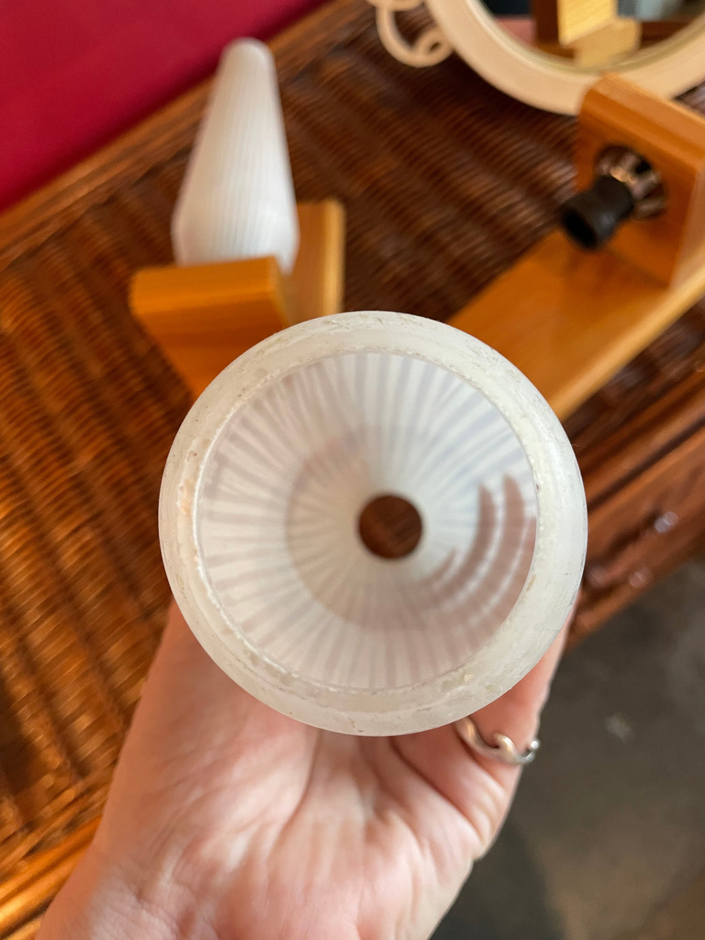 1970's Scandinavian Oak + Glass Sconces - A Pair