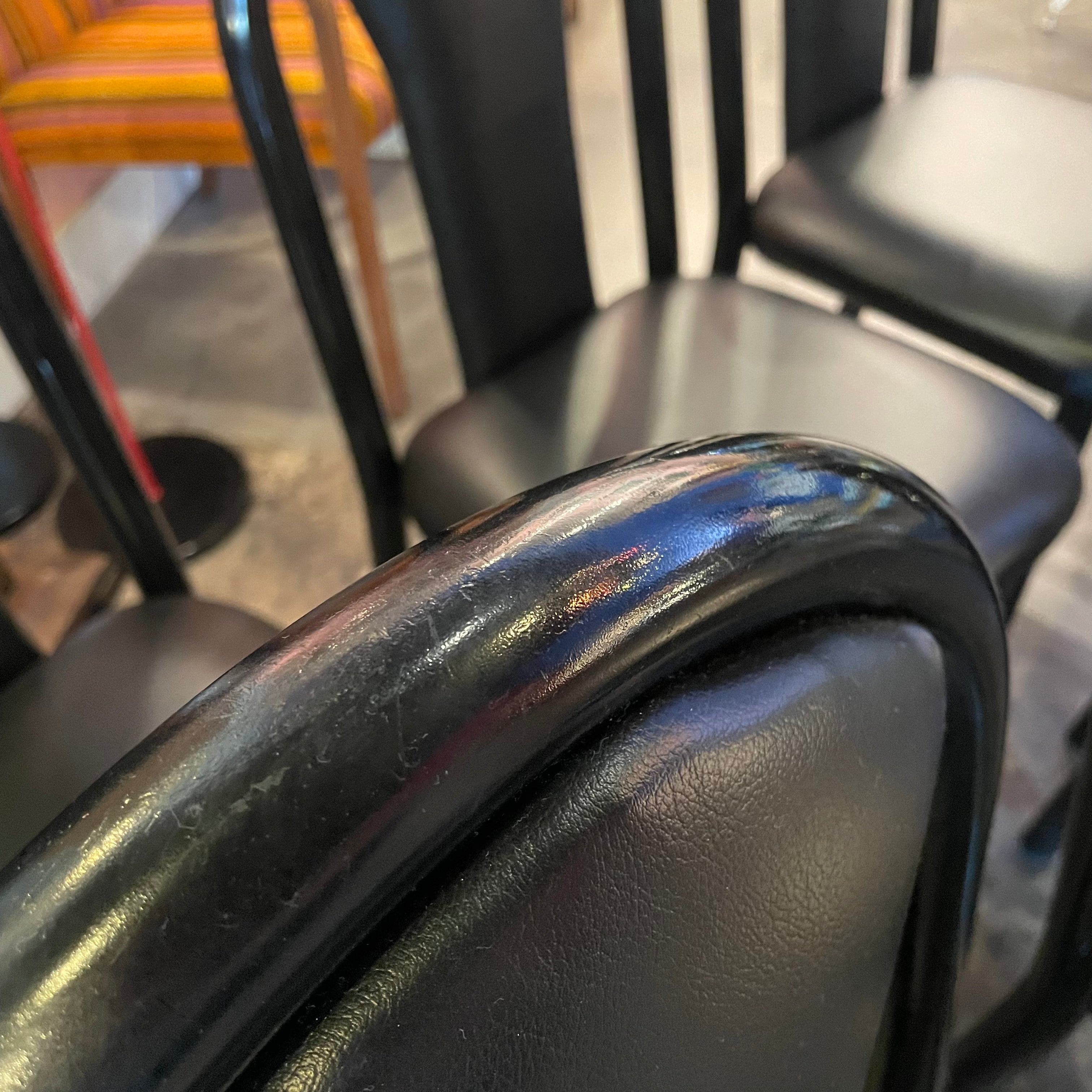 1980's Black Vinyl Dining Chairs - 4 Available