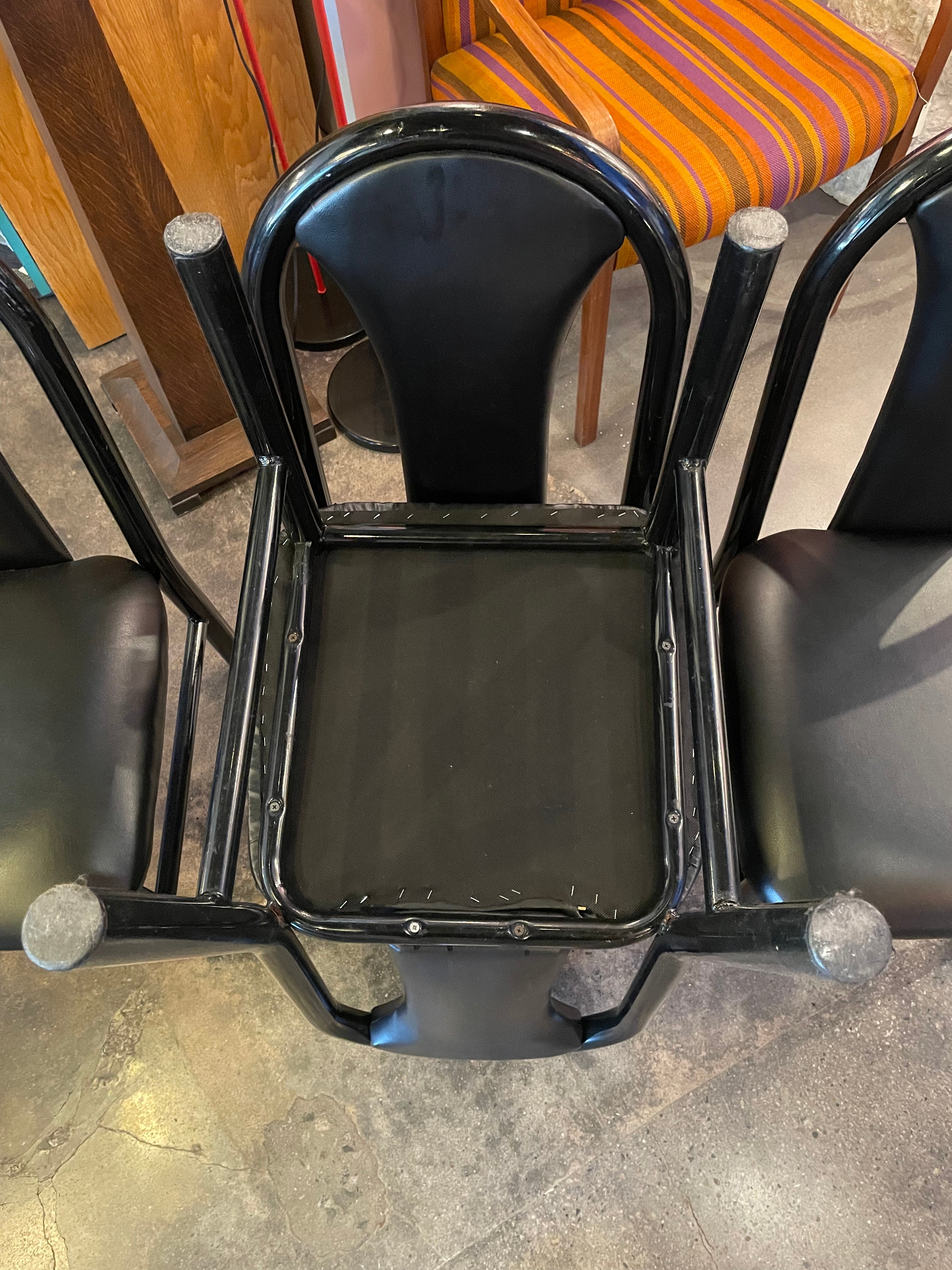 1980's Black Vinyl Dining Chairs - 4 Available