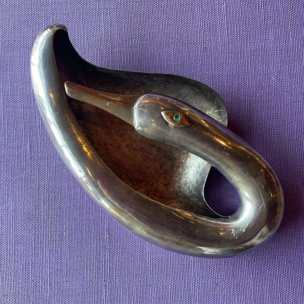 Vintage Los Castillo Silverplate Swan Dish