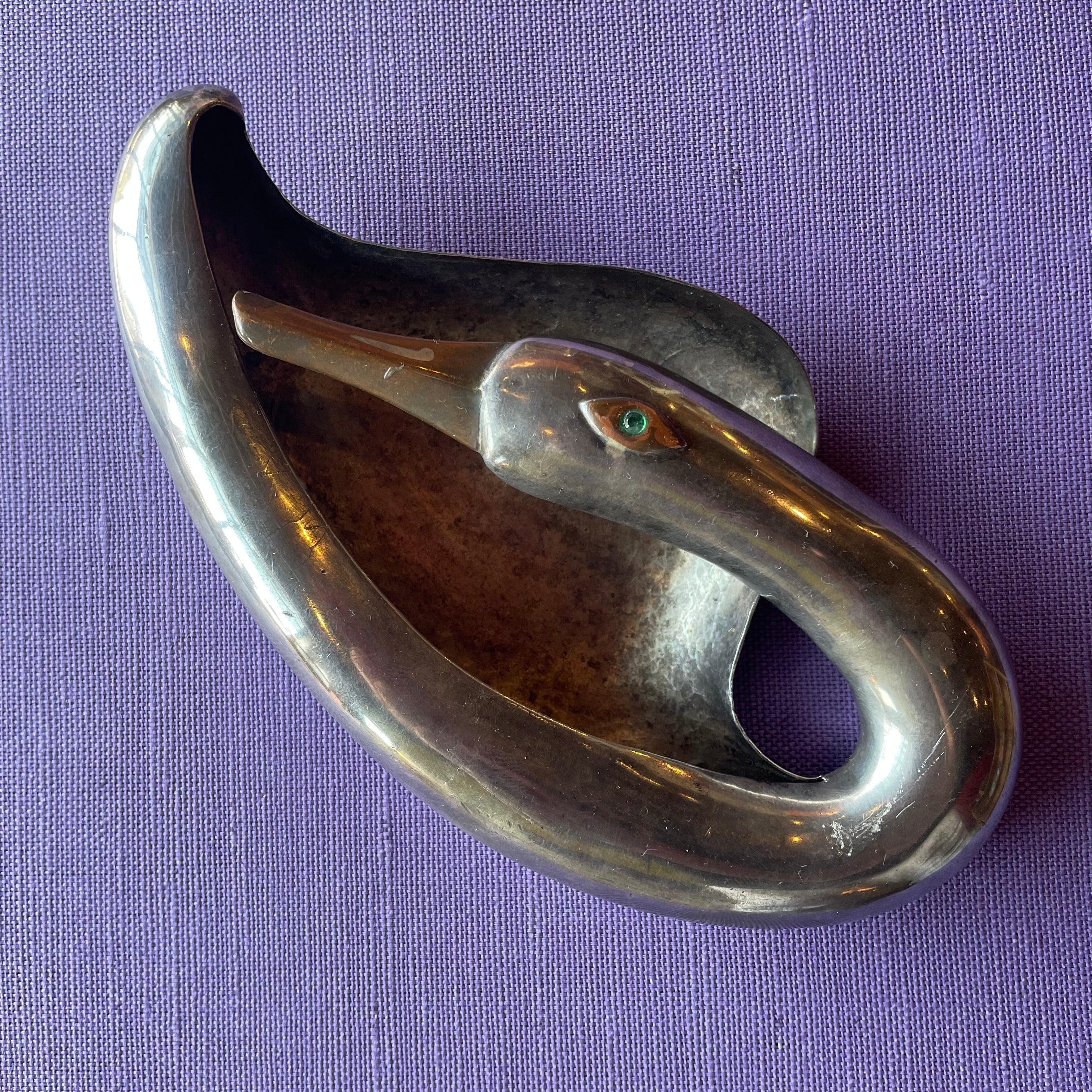 Vintage Los Castillo Silverplate Swan Dish