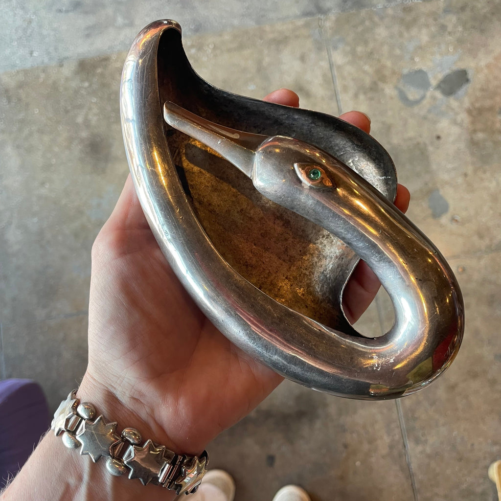 Vintage Los Castillo Silverplate Swan Dish