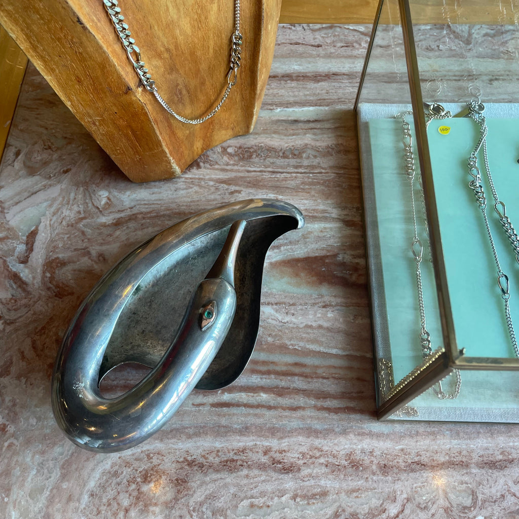 Vintage Los Castillo Silverplate Swan Dish