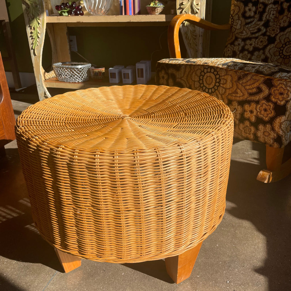 Vintage Ikea Rattan Footstool