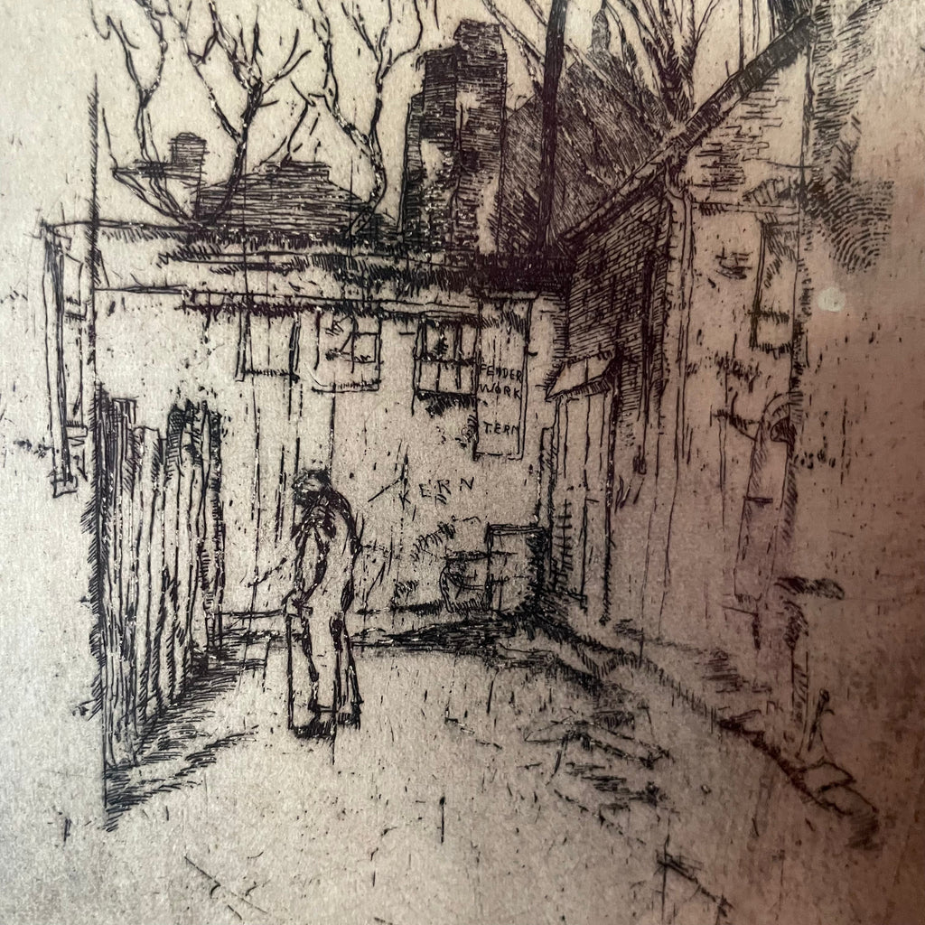 Vintage Framed Etching: "Georgetown" by Gustav Trois - 10" x 13"