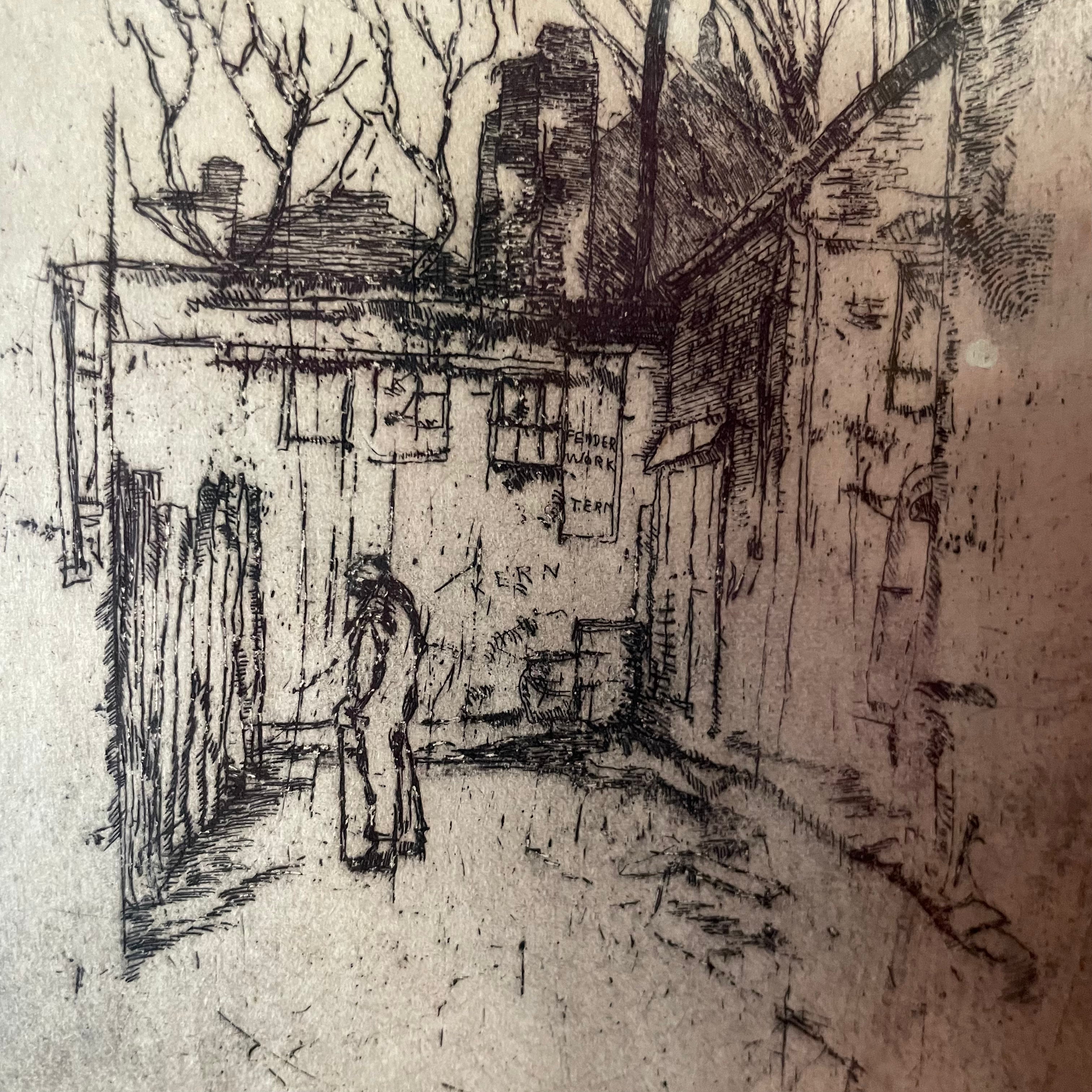 Vintage Framed Etching: "Georgetown" by Gustav Trois - 10" x 13"