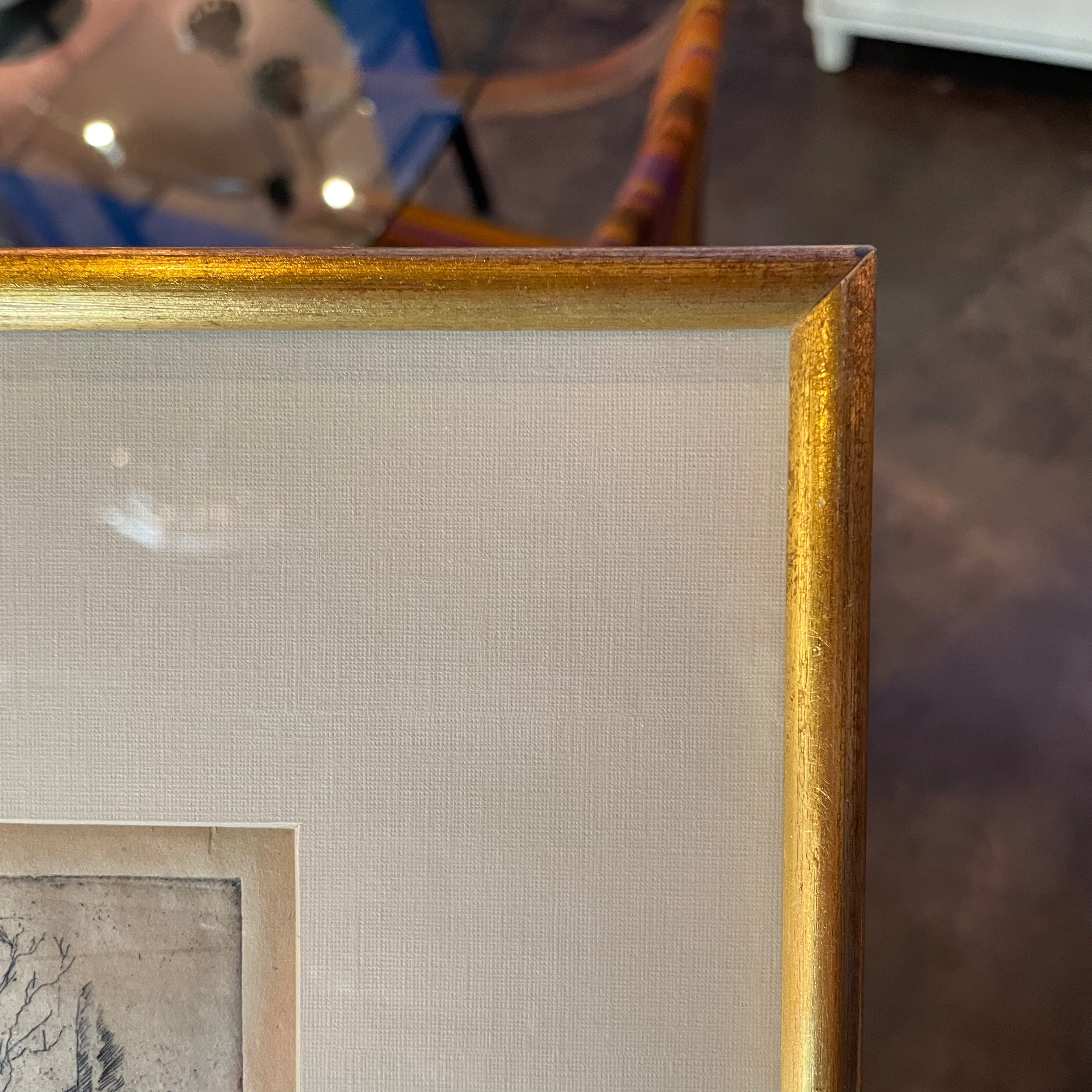 Vintage Framed Etching: "Georgetown" by Gustav Trois - 10" x 13"