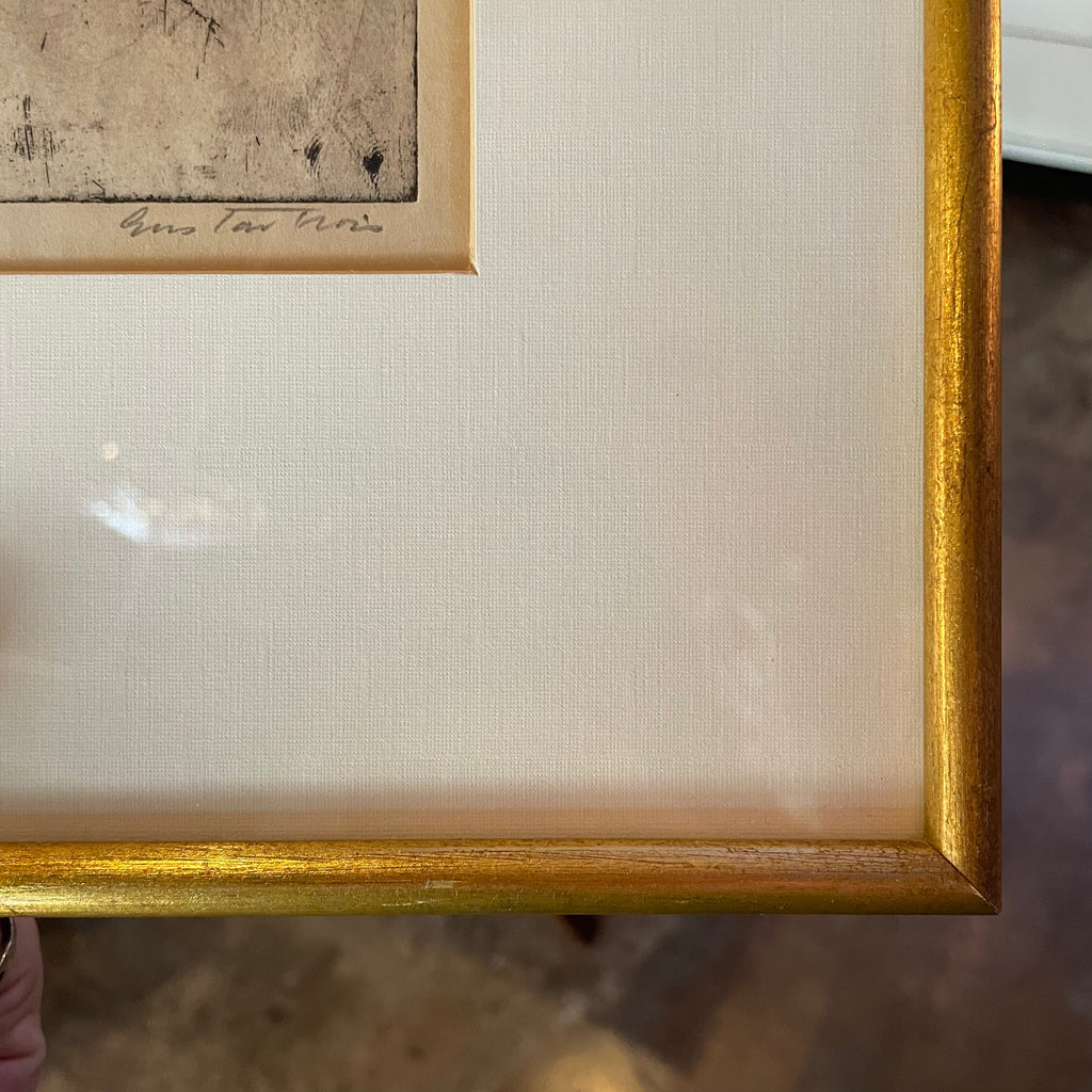 Vintage Framed Etching: "Georgetown" by Gustav Trois - 10" x 13"