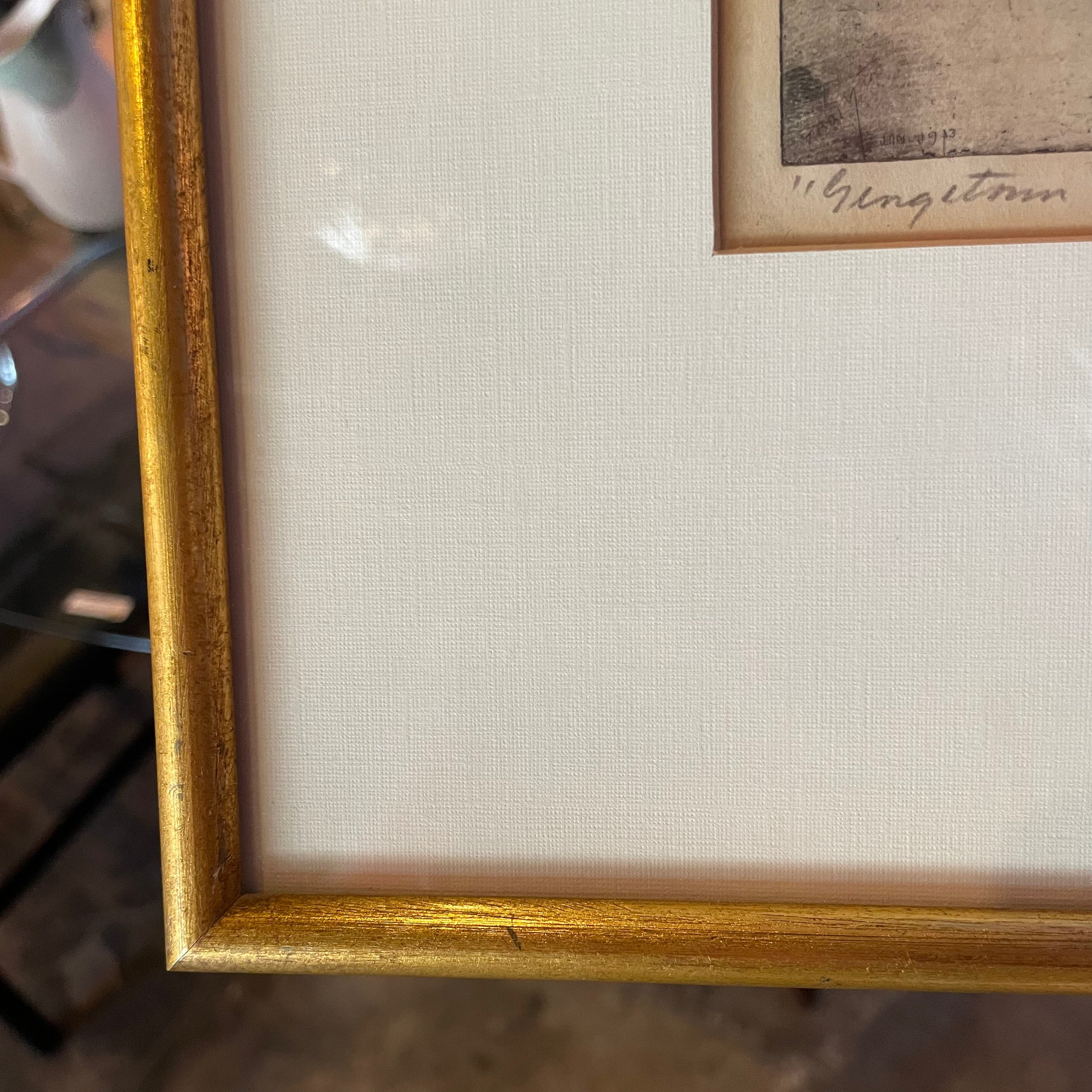 Vintage Framed Etching: "Georgetown" by Gustav Trois - 10" x 13"