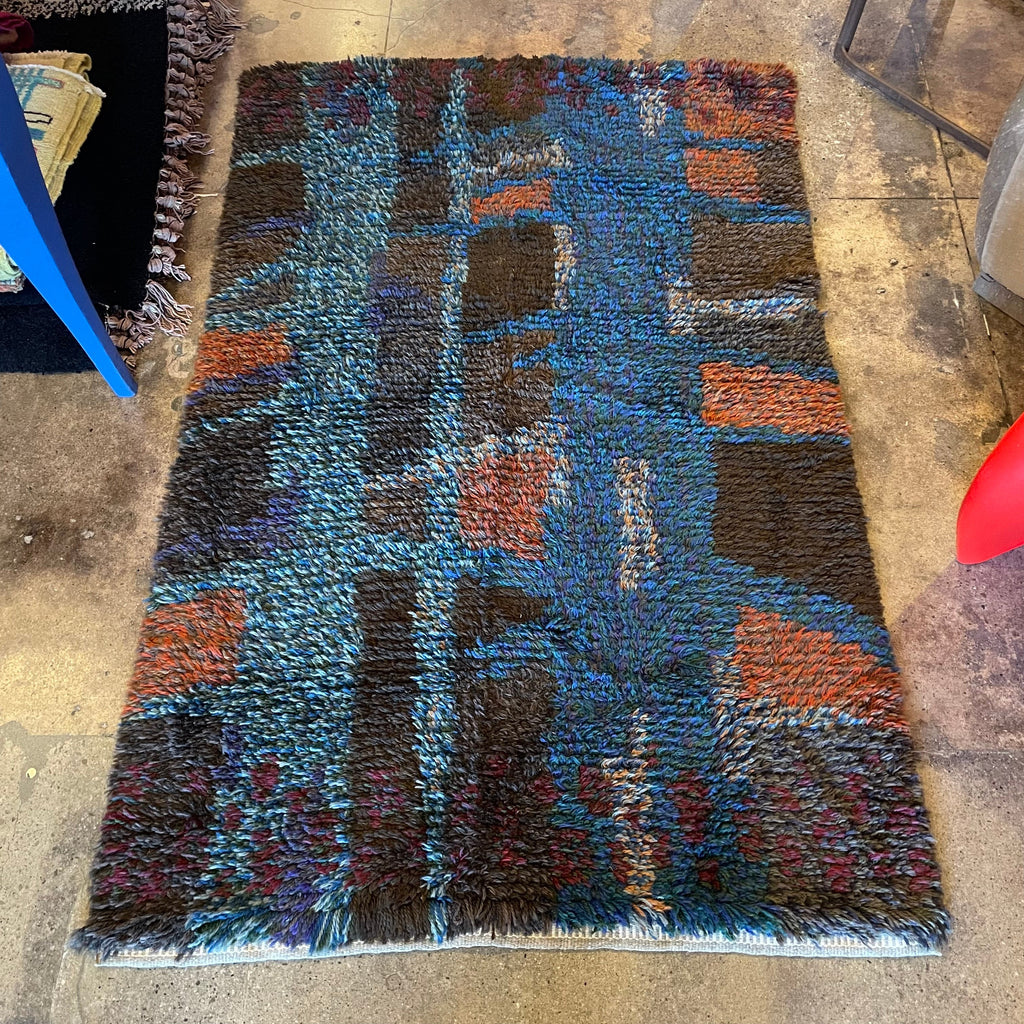 1970's Swedish Rya Shag Rug - 37" x 68"