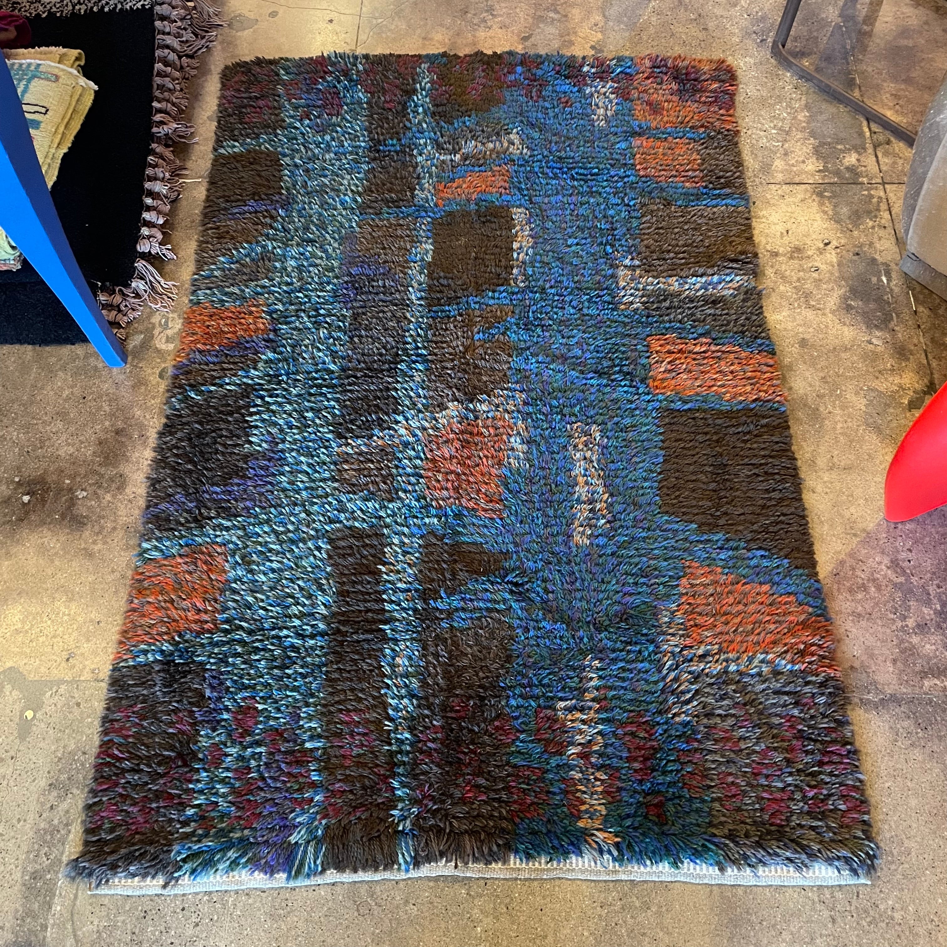 1970's Swedish Rya Shag Rug - 37" x 68"