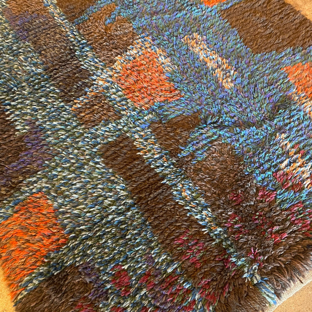 1970's Swedish Rya Shag Rug - 37" x 68"