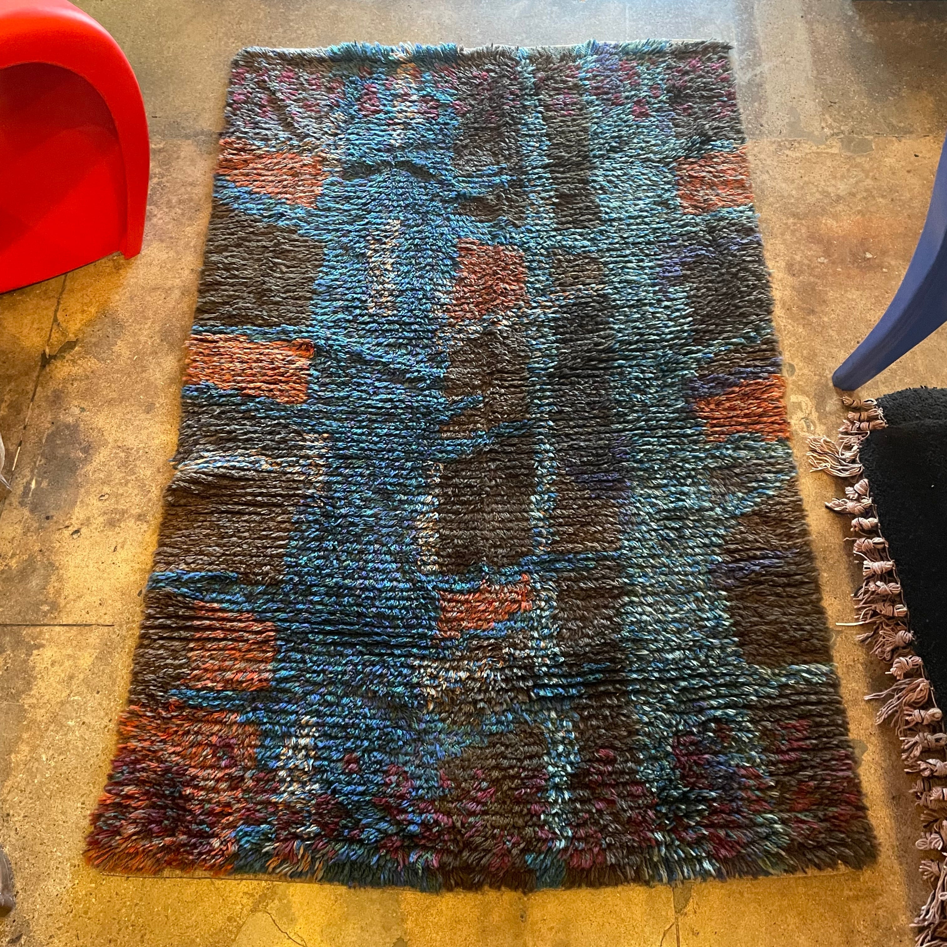 1970's Swedish Rya Shag Rug - 37" x 68"