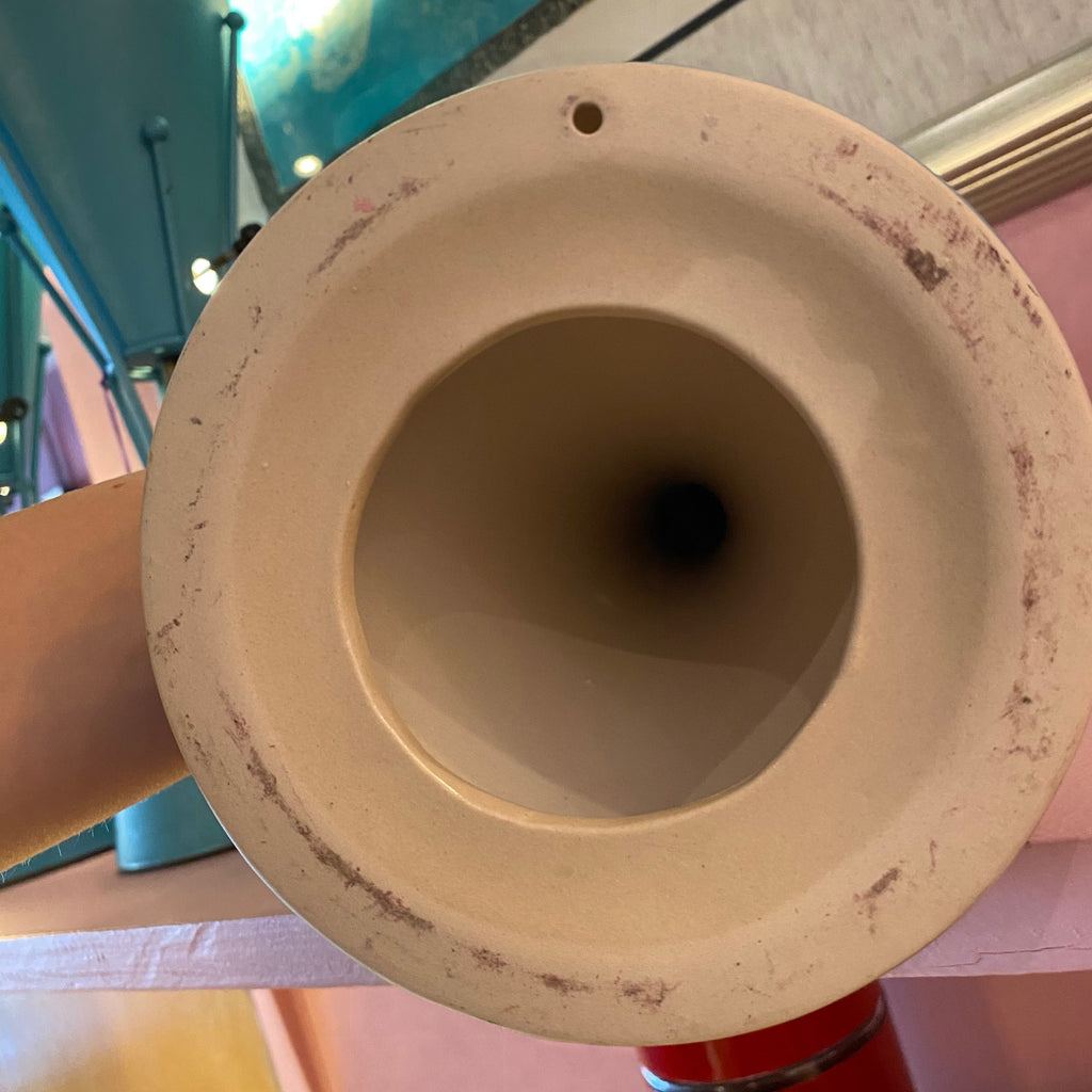 Vintage Striped Ceramic Pedestal Pillar Candle Holder