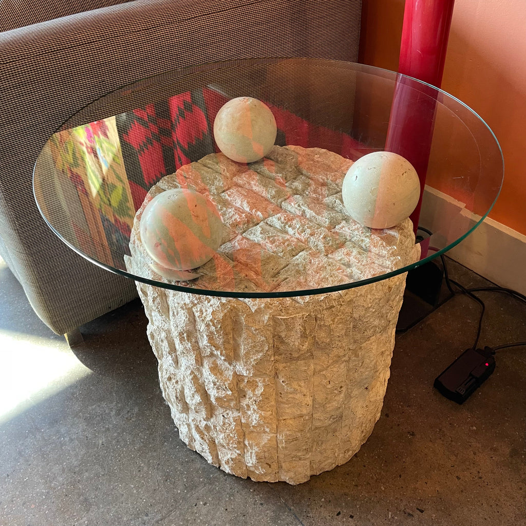 1980's Mactan Stone Side Table