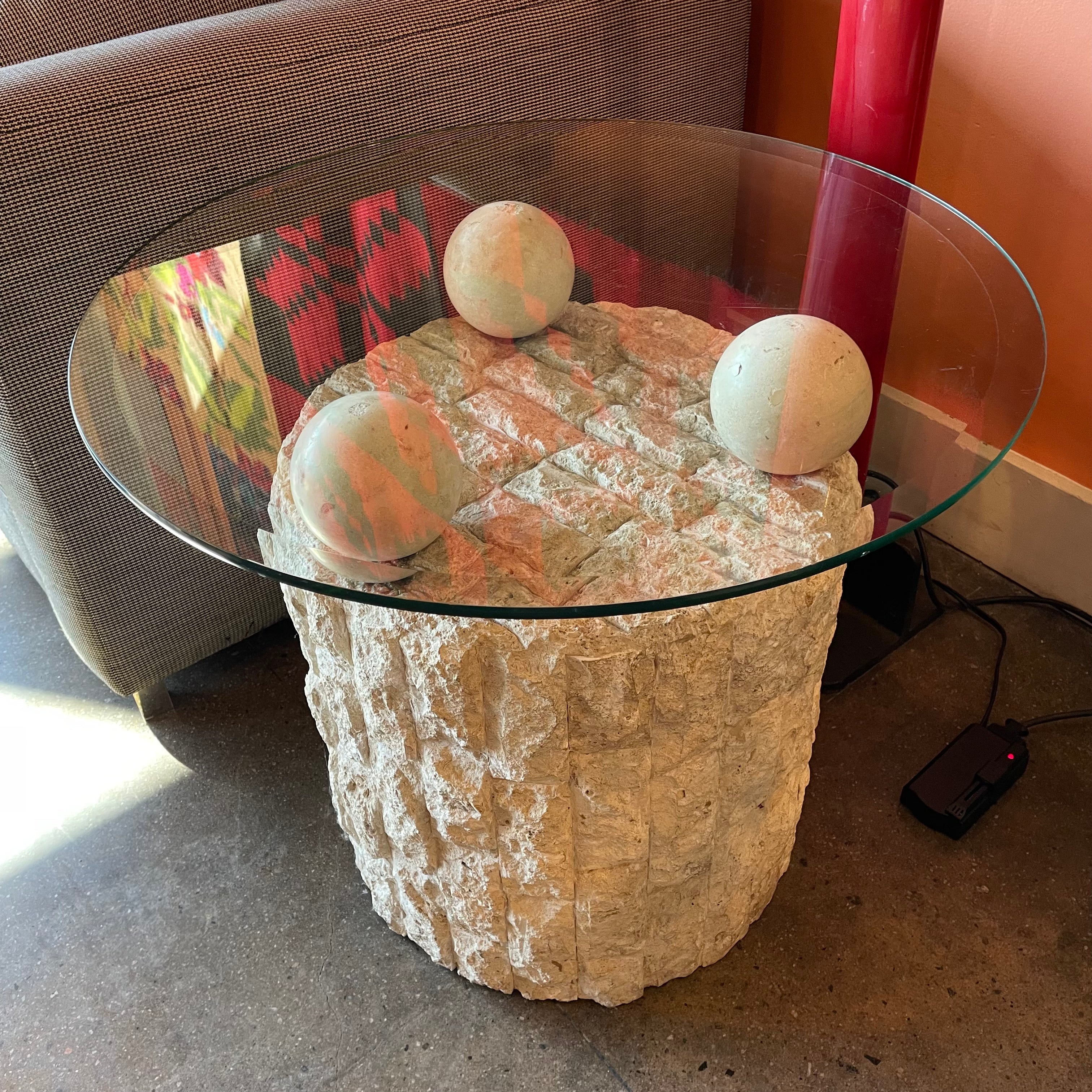 1980's Mactan Stone Side Table