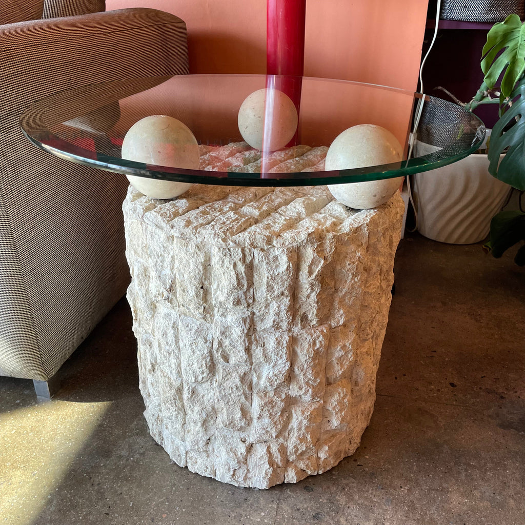 1980's Mactan Stone Side Table