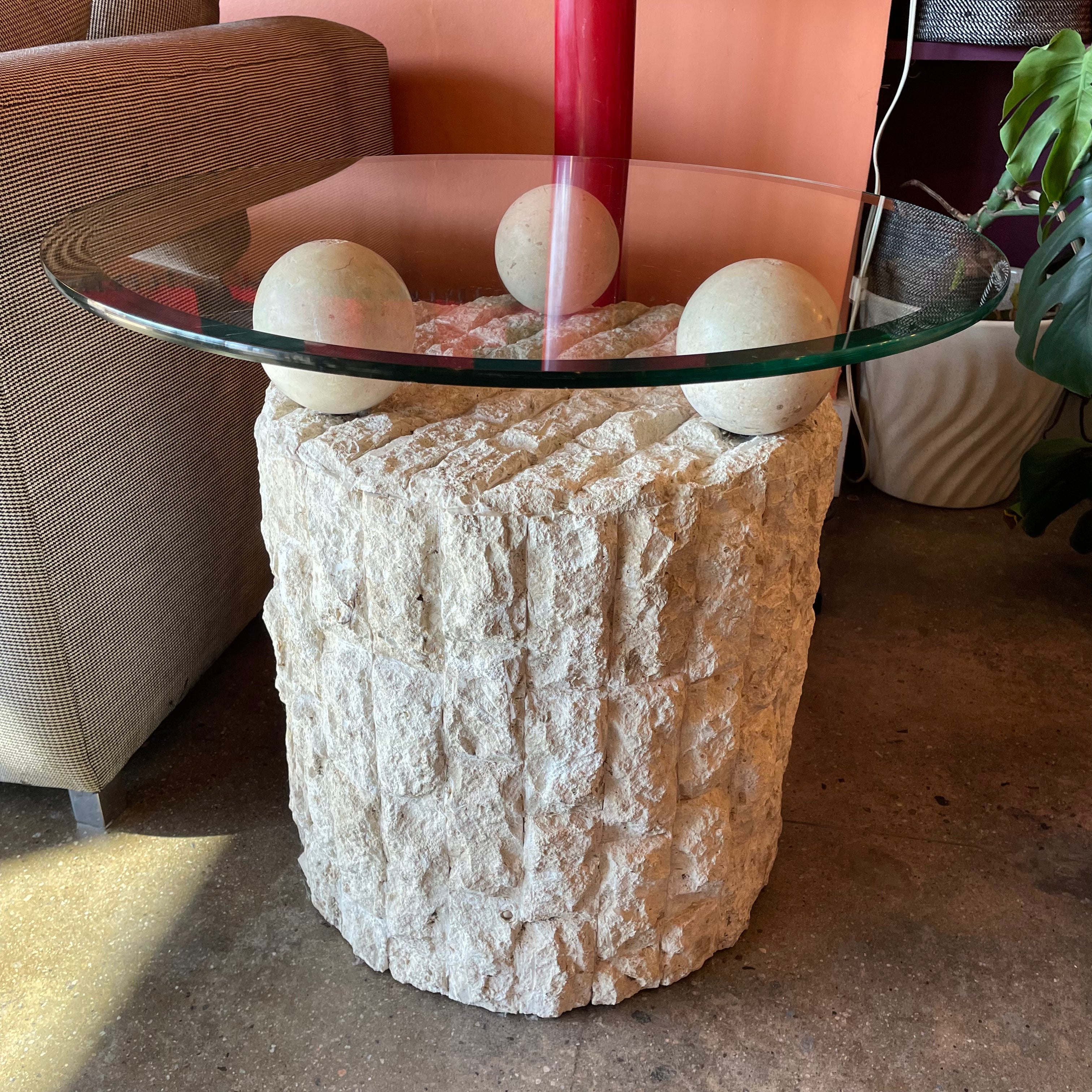 1980's Mactan Stone Side Table
