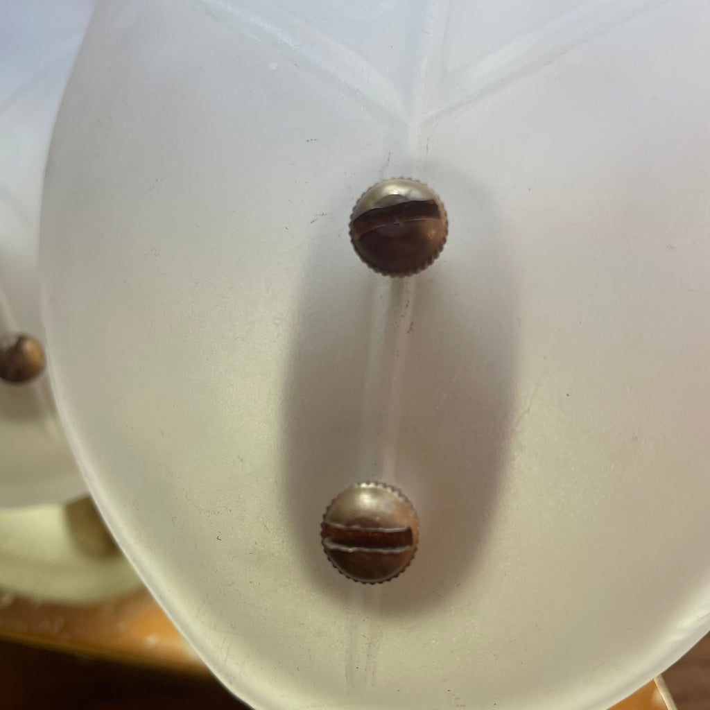 1950's Vintage Brass + Glass Leaf Sconces - A Pair