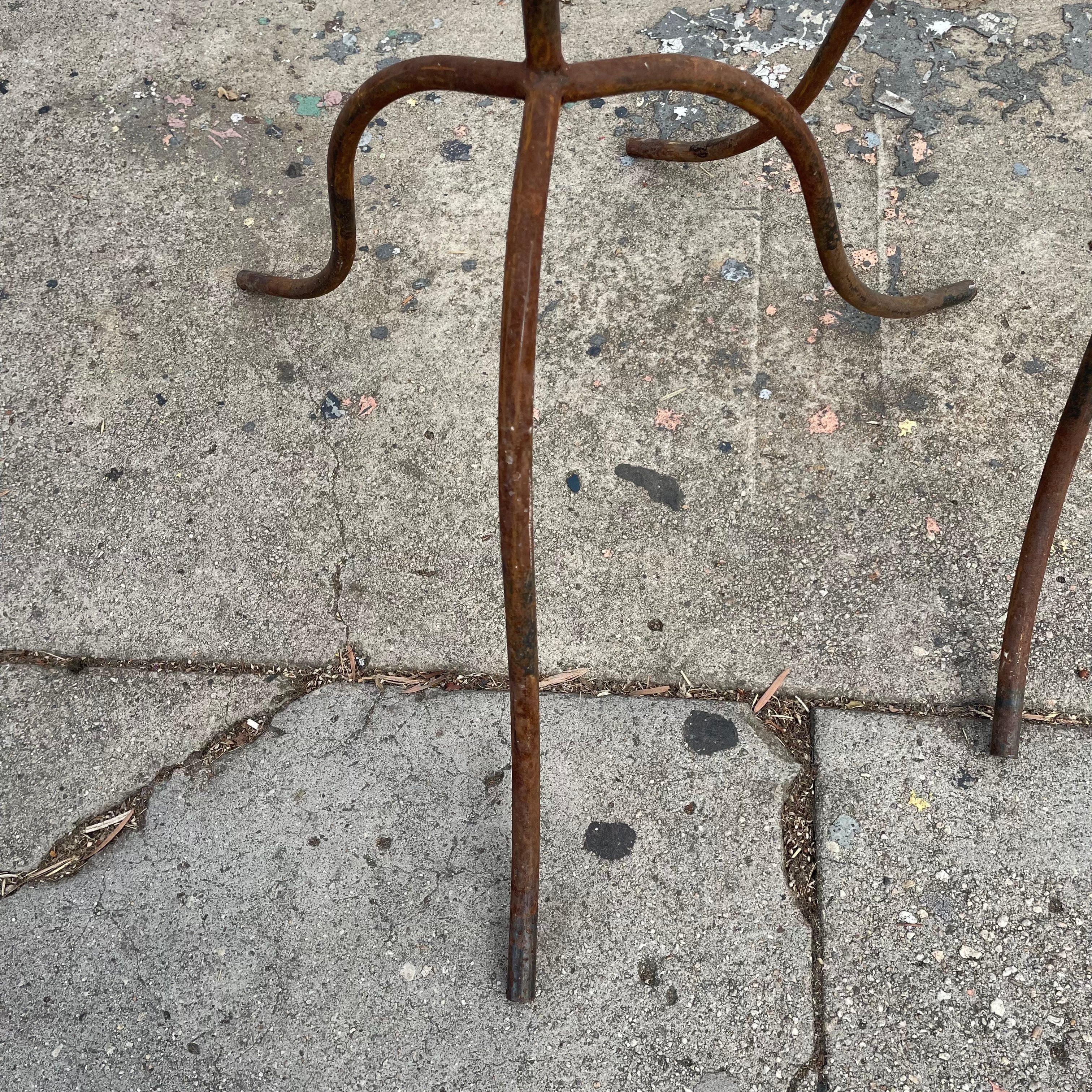 Vintage Iron Spiral Floor Candelabras