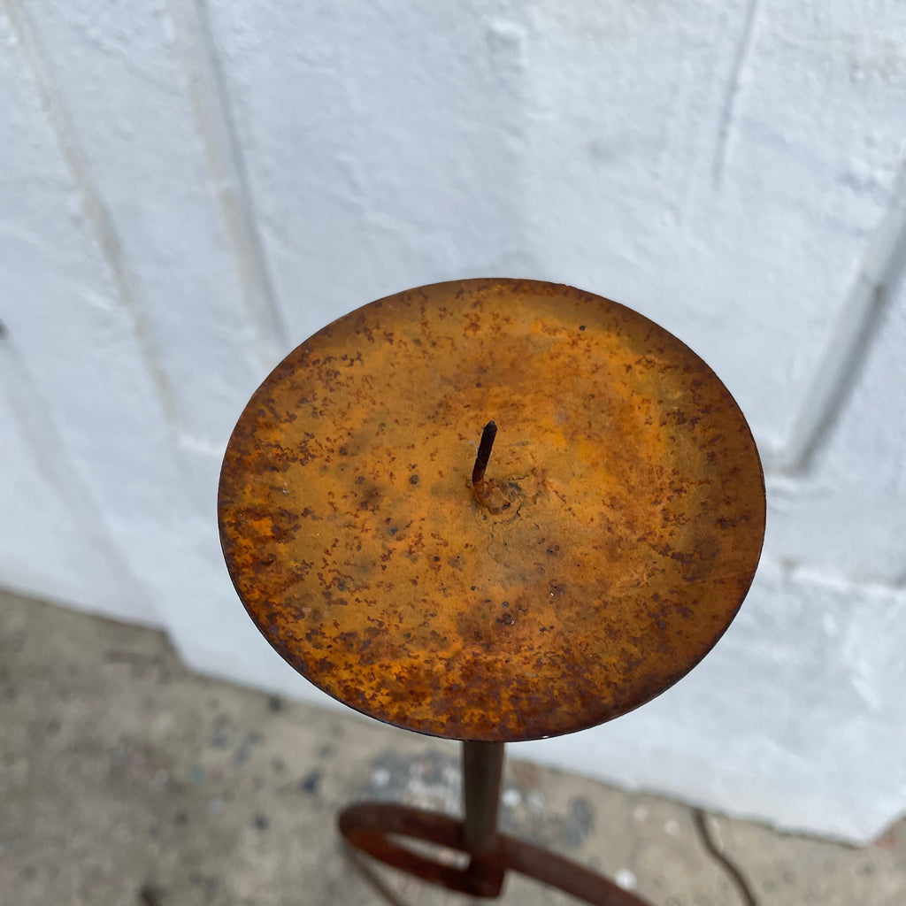 Vintage Iron Spiral Floor Candelabras