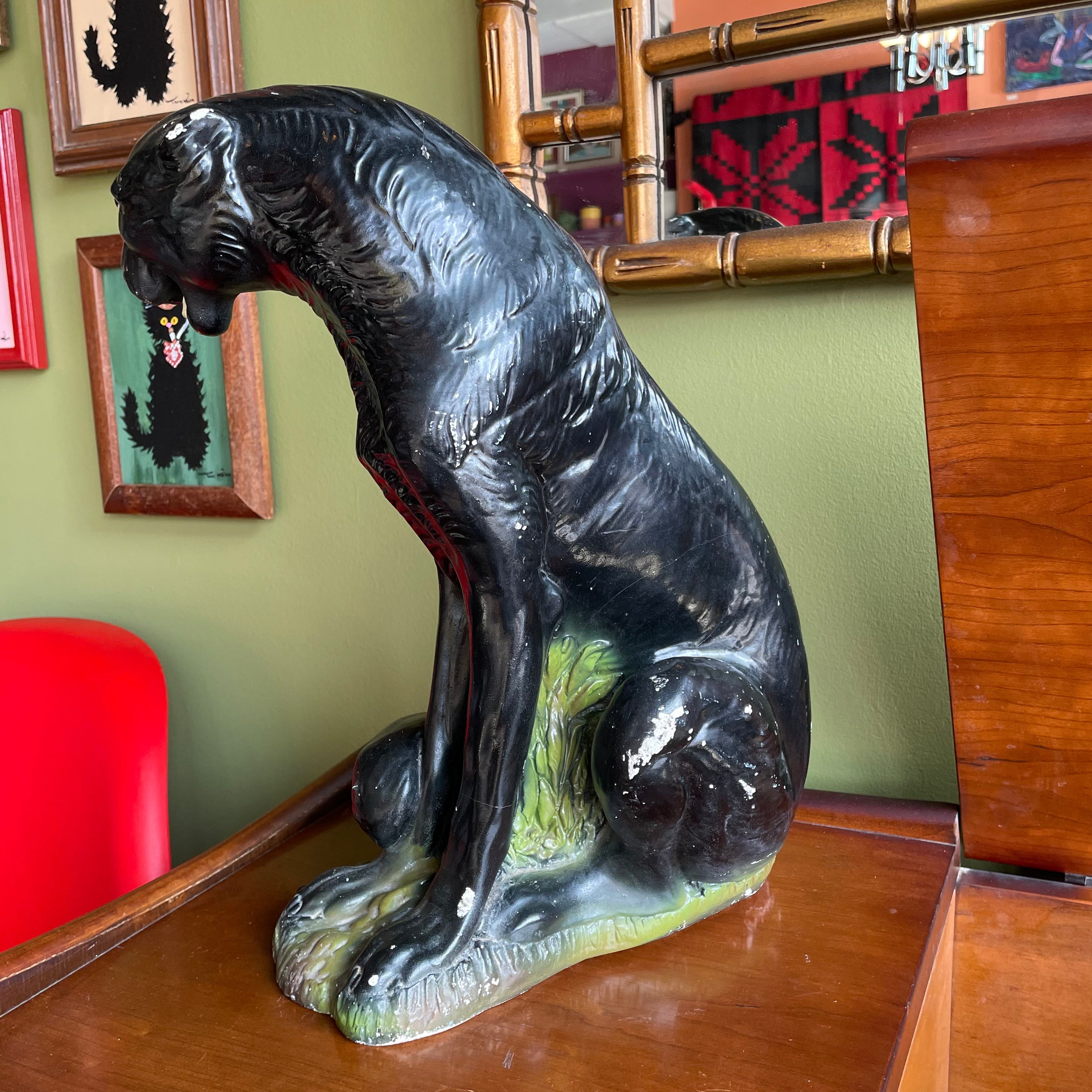 1940's Vintage Chalkware Panther Statue